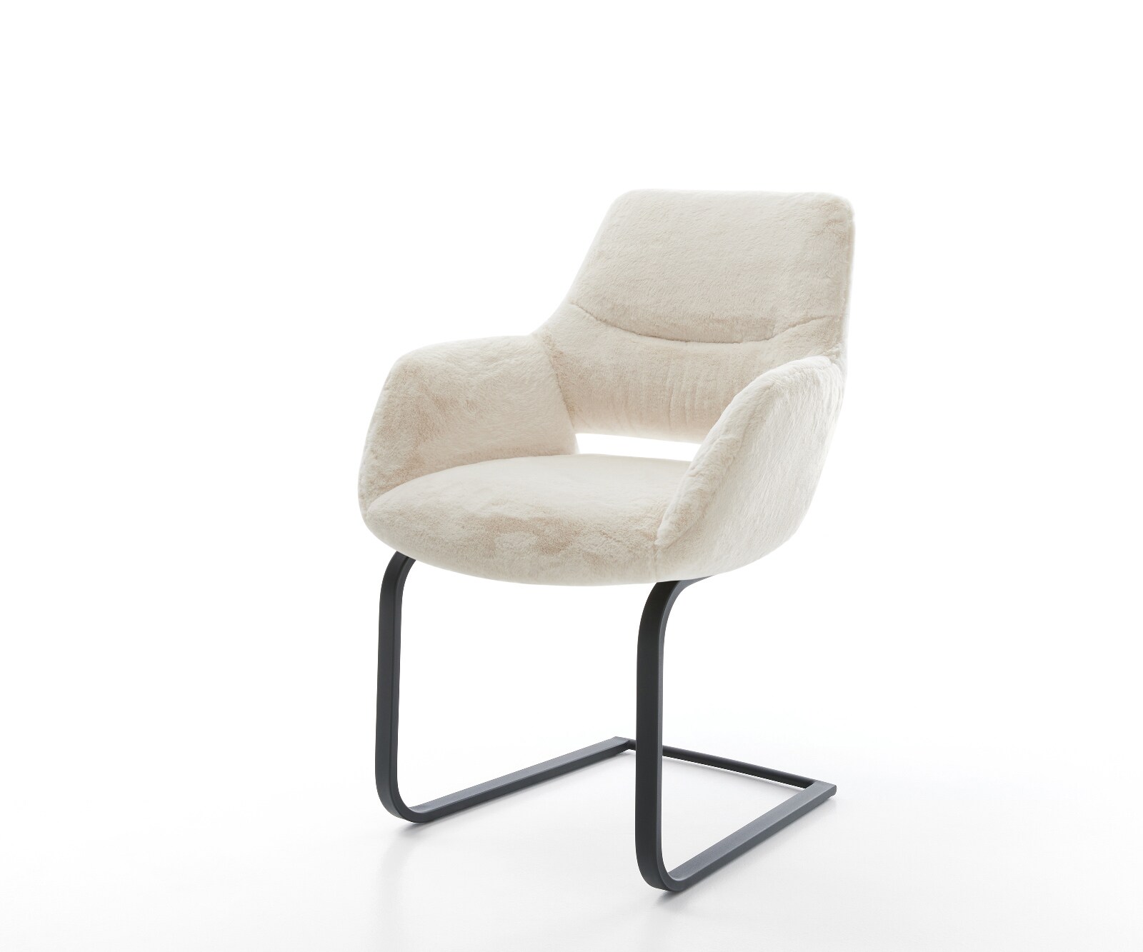 Sledemodel Yago-Flex met armleuning pluchen crème-wit sledemodel vlak zwart pocketveer kern 1