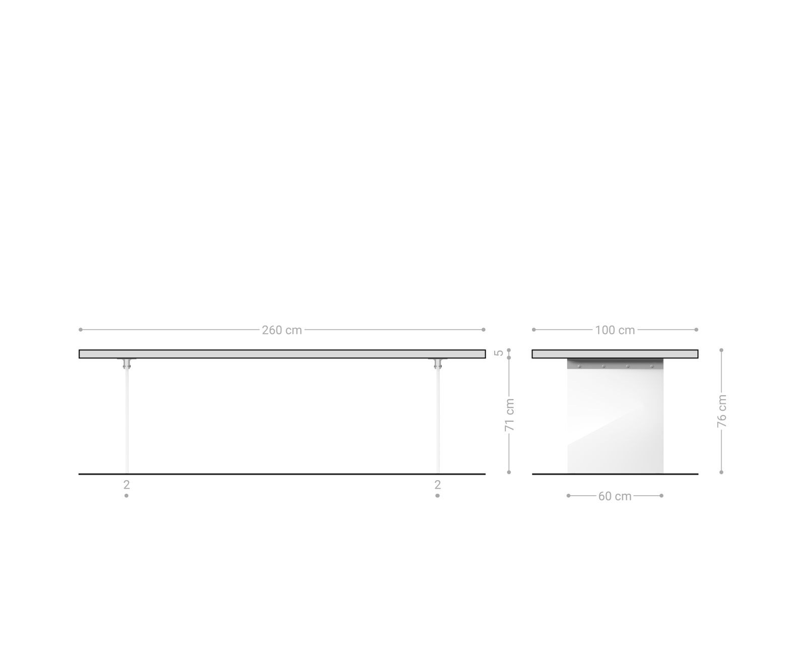 Eettafel Edge 260x100 XL acacia platina  glas Live-Edge 7