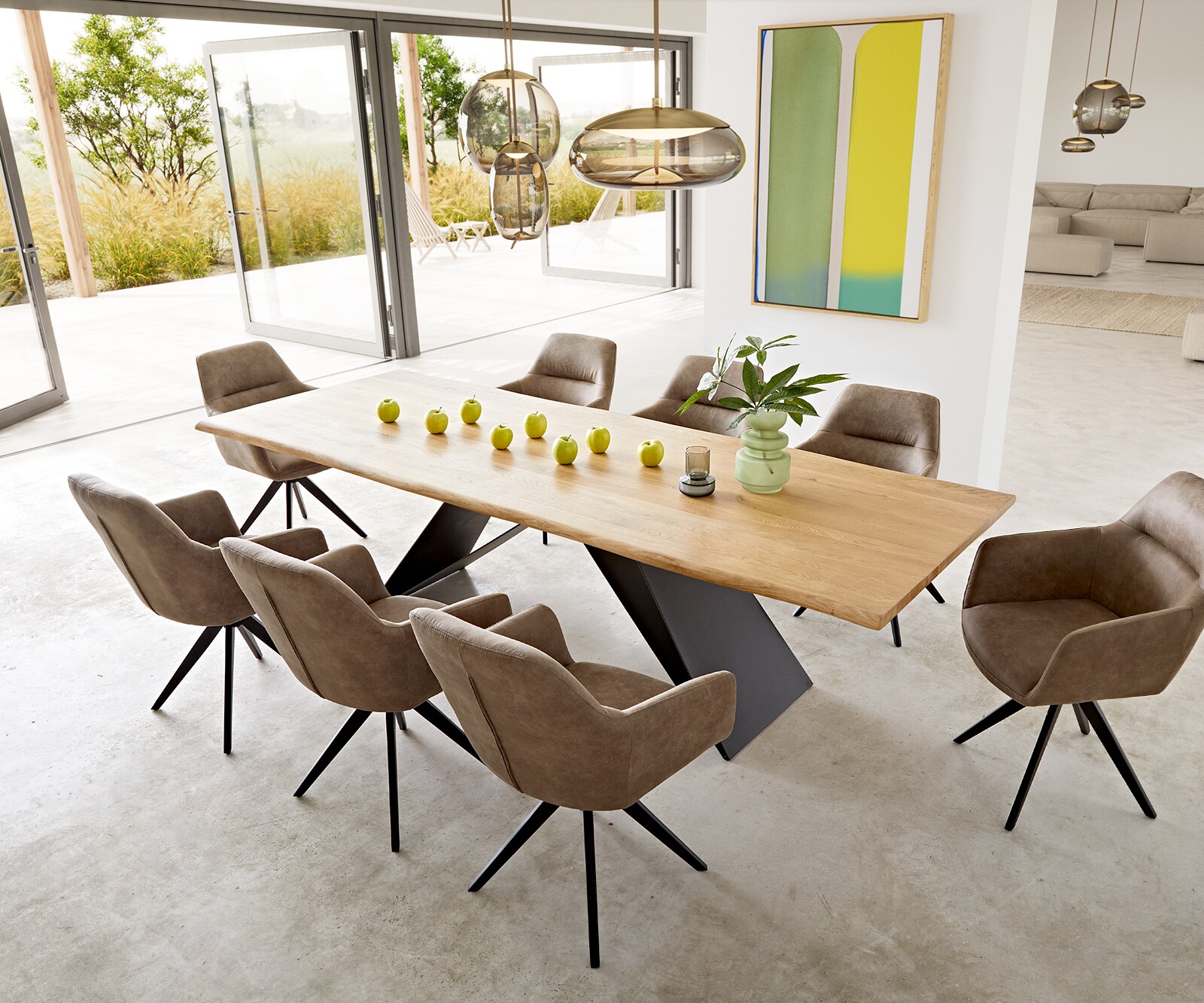 Eettafel Edge 260x100x2,5-3 eiken natuur V-frame staal  zwart  Live-Edge 8