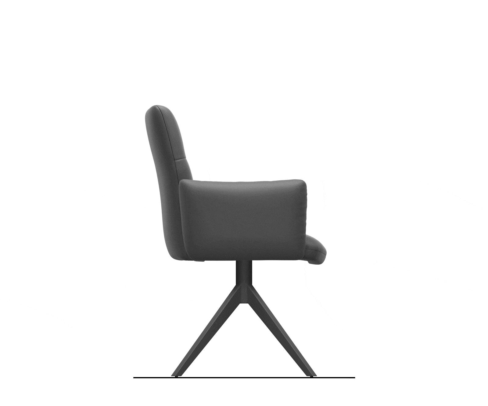 Draaistoel Jova-Flex met armleuning chenille zilver grijs kruisframe breed roestvrij staal 360° draaibaar rocker-functie pocketveer kern 9