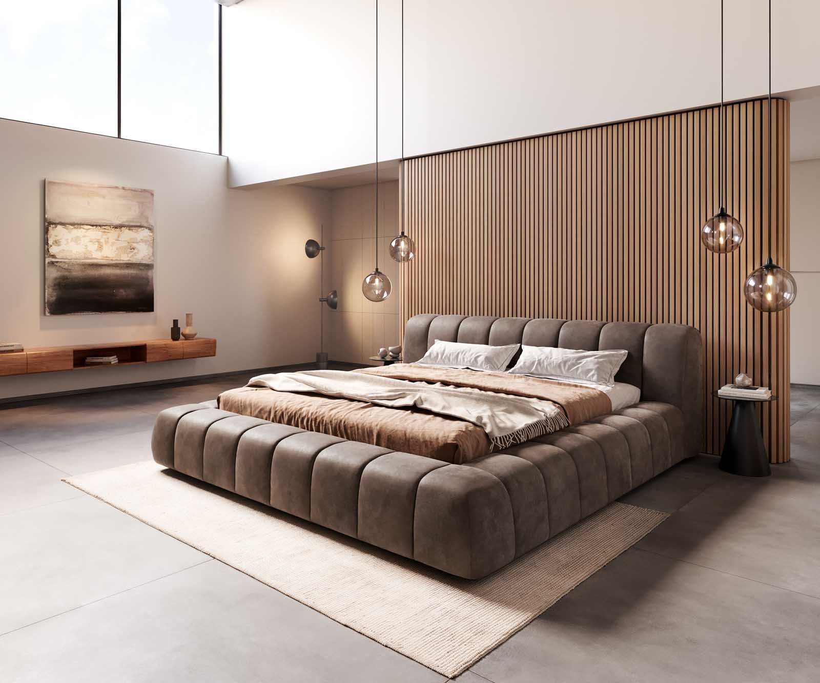 Bedframe Cutio 180x200 cm microvezel taupe vintage Bedframe Cutio 180x200 cm microvezel taupe vintage