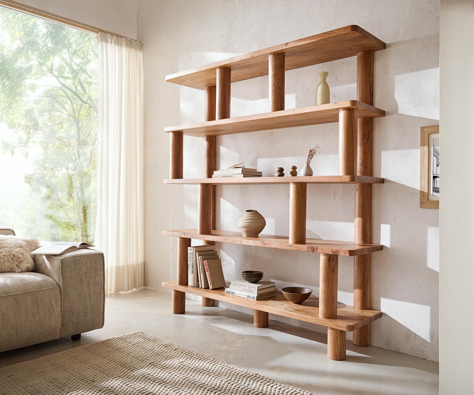 Staande kast Accra 170x190 cm Acacia Natuur 8 compartimenten Staande kast Accra 170x190 cm Acacia Natuur 8 compartimenten