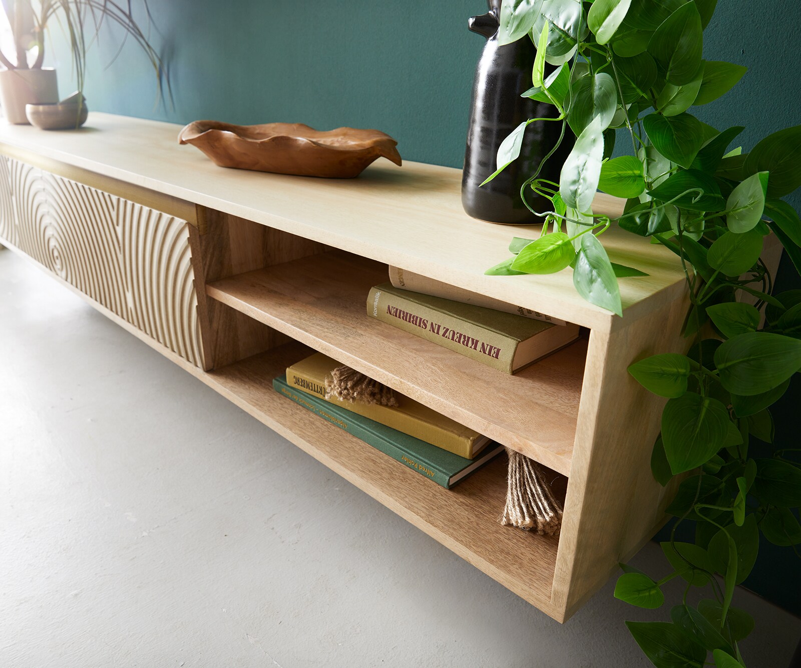 Tv-meubel Budaya 175 cm mango natuur 3 deuren zwevend 4 Tv-meubel Budaya 175 cm mango natuur 3 deuren zwevend 4
