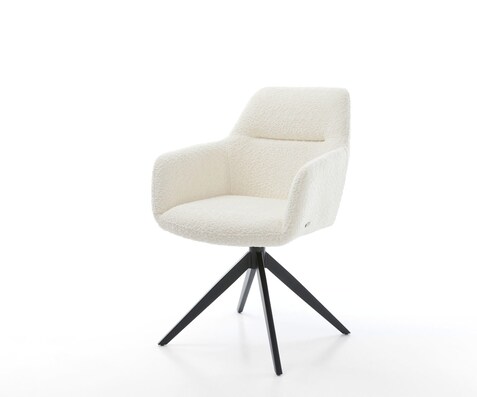 Draaistoel Pejo-Flex bouclé wit kruisframe breed zwart 360° draaibaar rocker-functie pocketveer kern