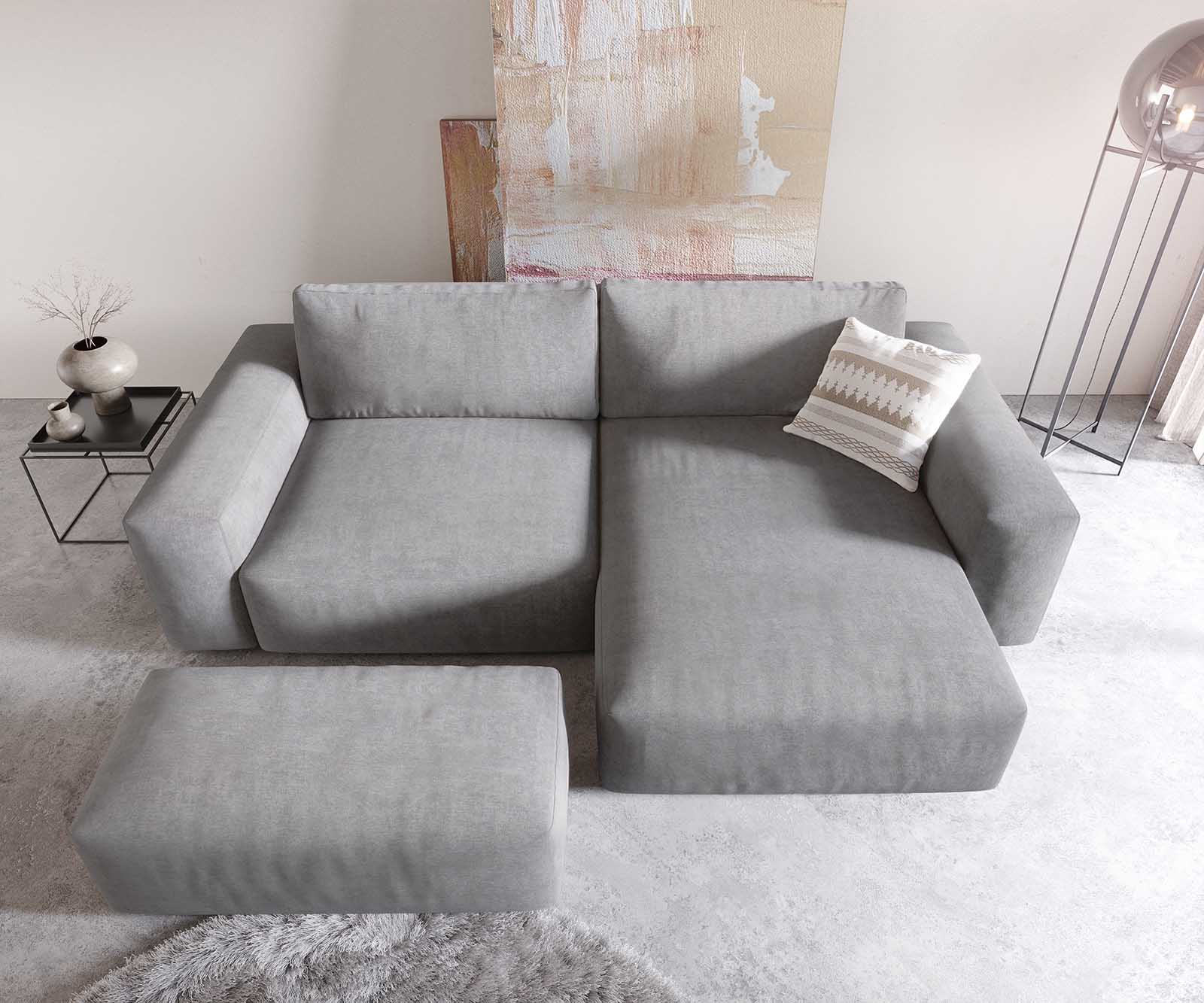 Hoekbank Lanzo XL 270x180 cm microvezel Grijs Recamiere variabel met poef 3