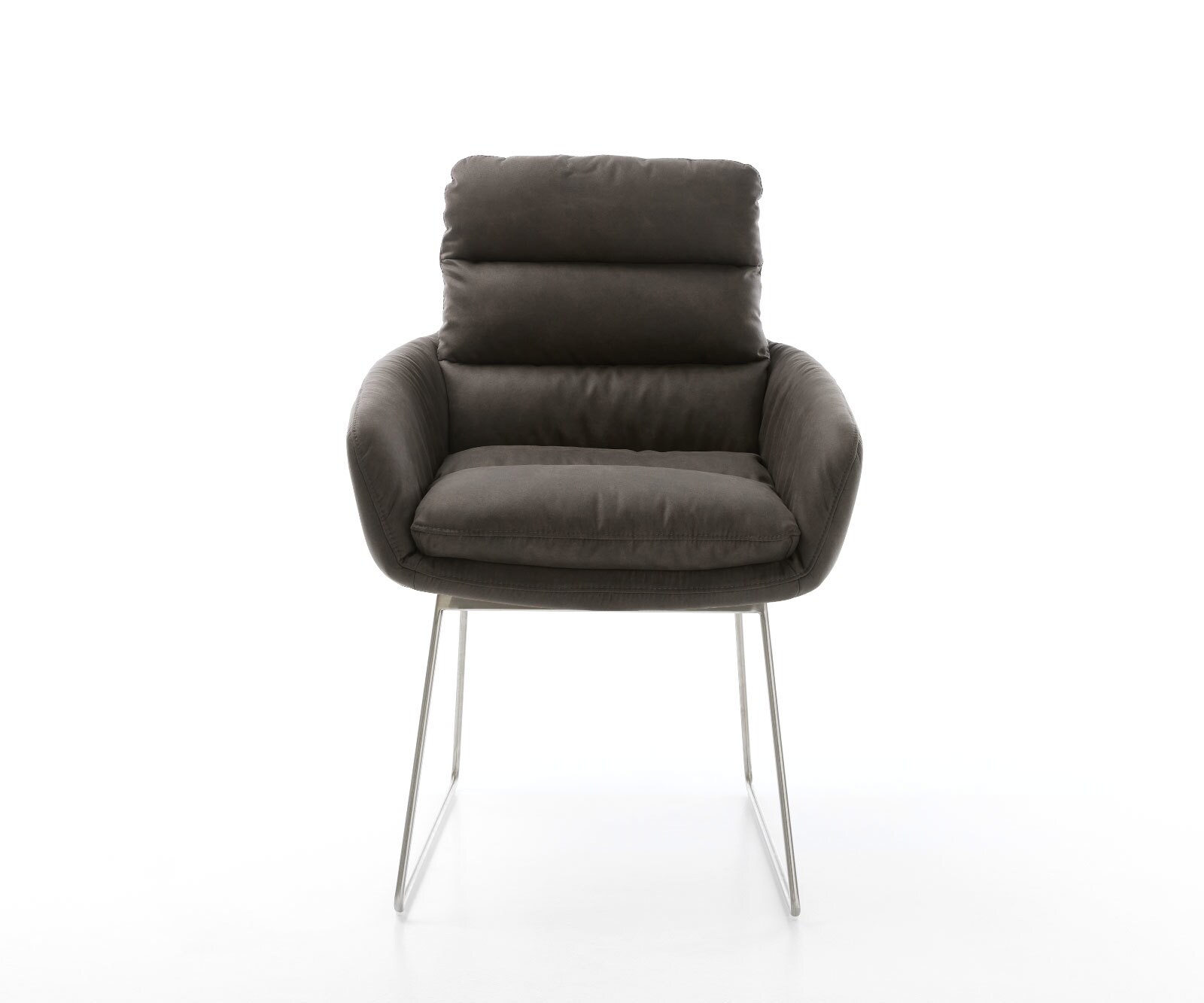 Eetkamerstoel Abelia-Flex met armleuning microvelours antraciet vintage slipframe roestvrij staal 2