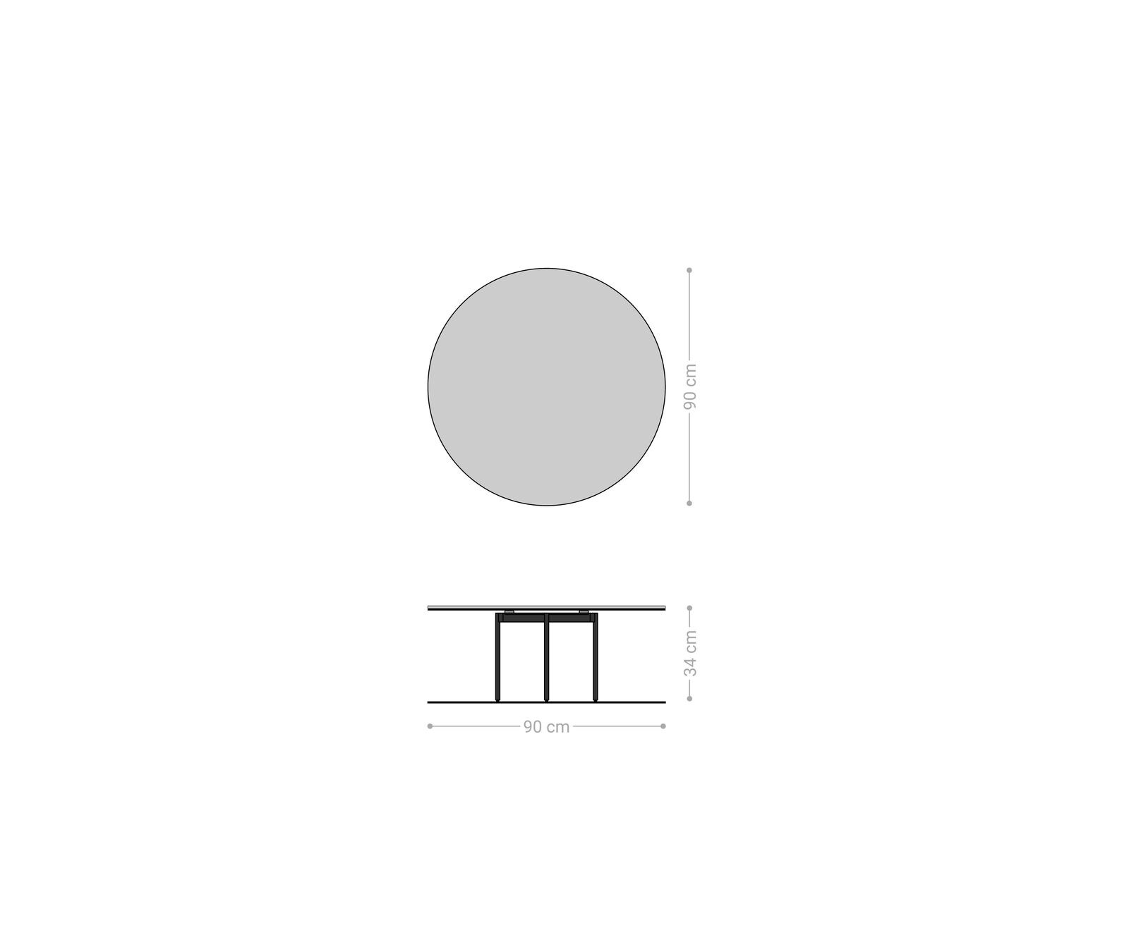 Salontafel Edge rond 90x90 cm keramiek Laminam® Emperador Extra Lucidato donkerbruin Trive zwart metaal 7