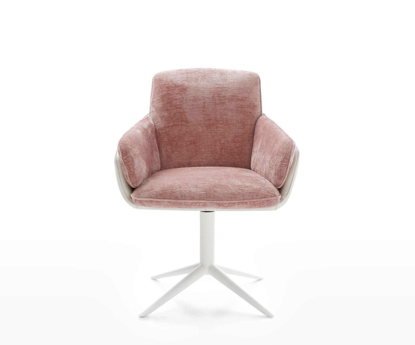 Draaistoel Luan-Flex met armleuning materiaalmix echt leer wit-rosé kruispoot wit 360° draaibaar rocker-functie 1 Draaistoel Luan-Flex met armleuning materiaalmix echt leer wit-rosé kruispoot wit 360° draaibaar rocker-functie 1