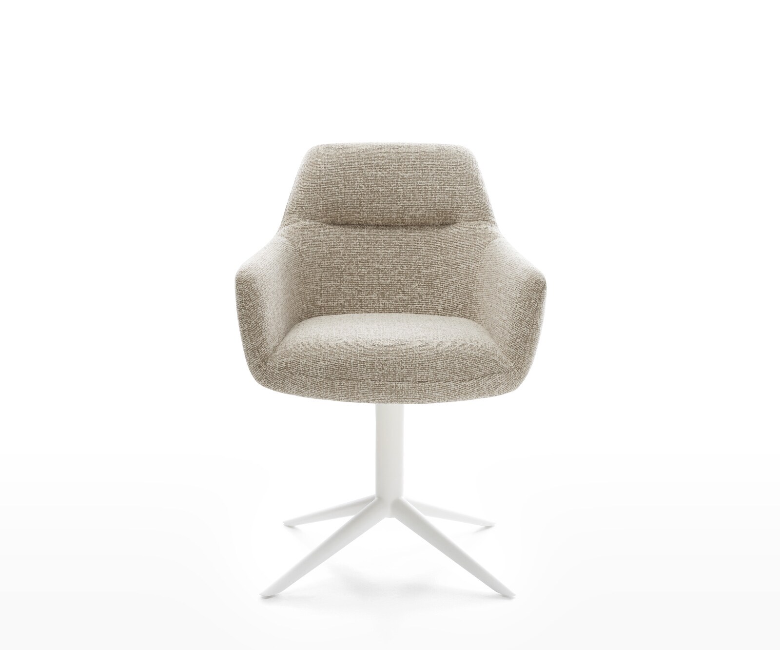 Draaistoel Pejo-Flex geweven stof beige kruispoot wit 360° draaibaar rocker-functie pocketveer kern 1