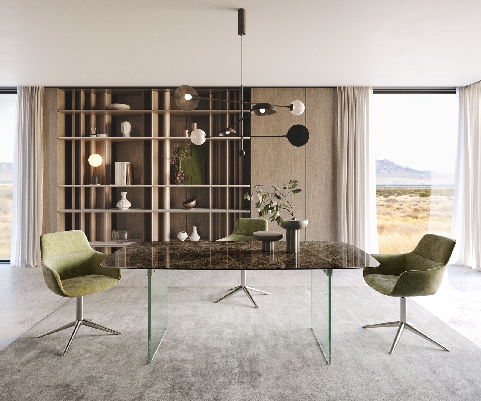 Eettafel Edge Boot Keramiek Emperador Extra Lucidato Donkerbruin 200x100 Onderstel Glas 1