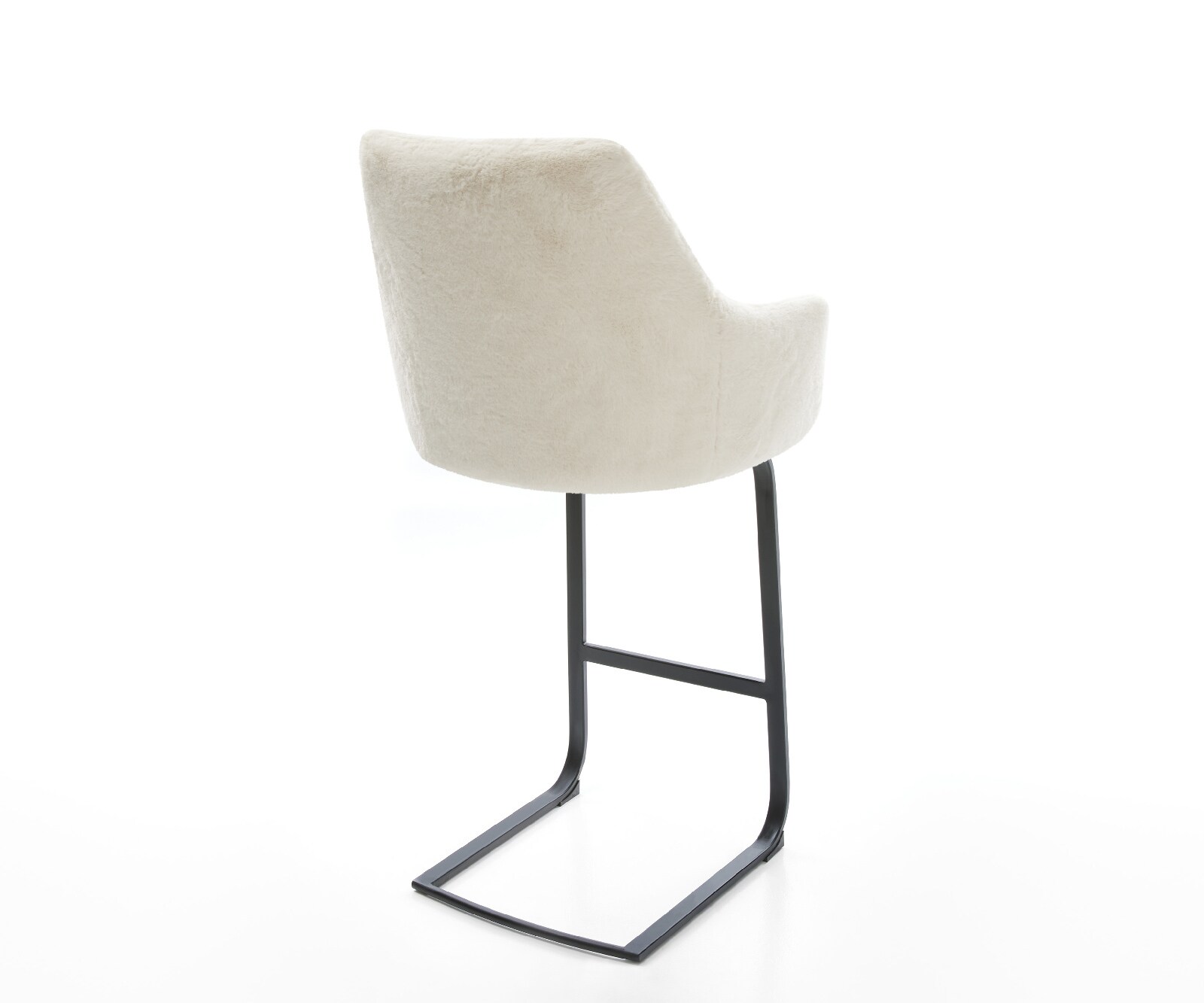 Barstoel Alja-Flex Pluchen Crème-wit Vrijkantelframe plat metaal Zwart Pocketvering 4