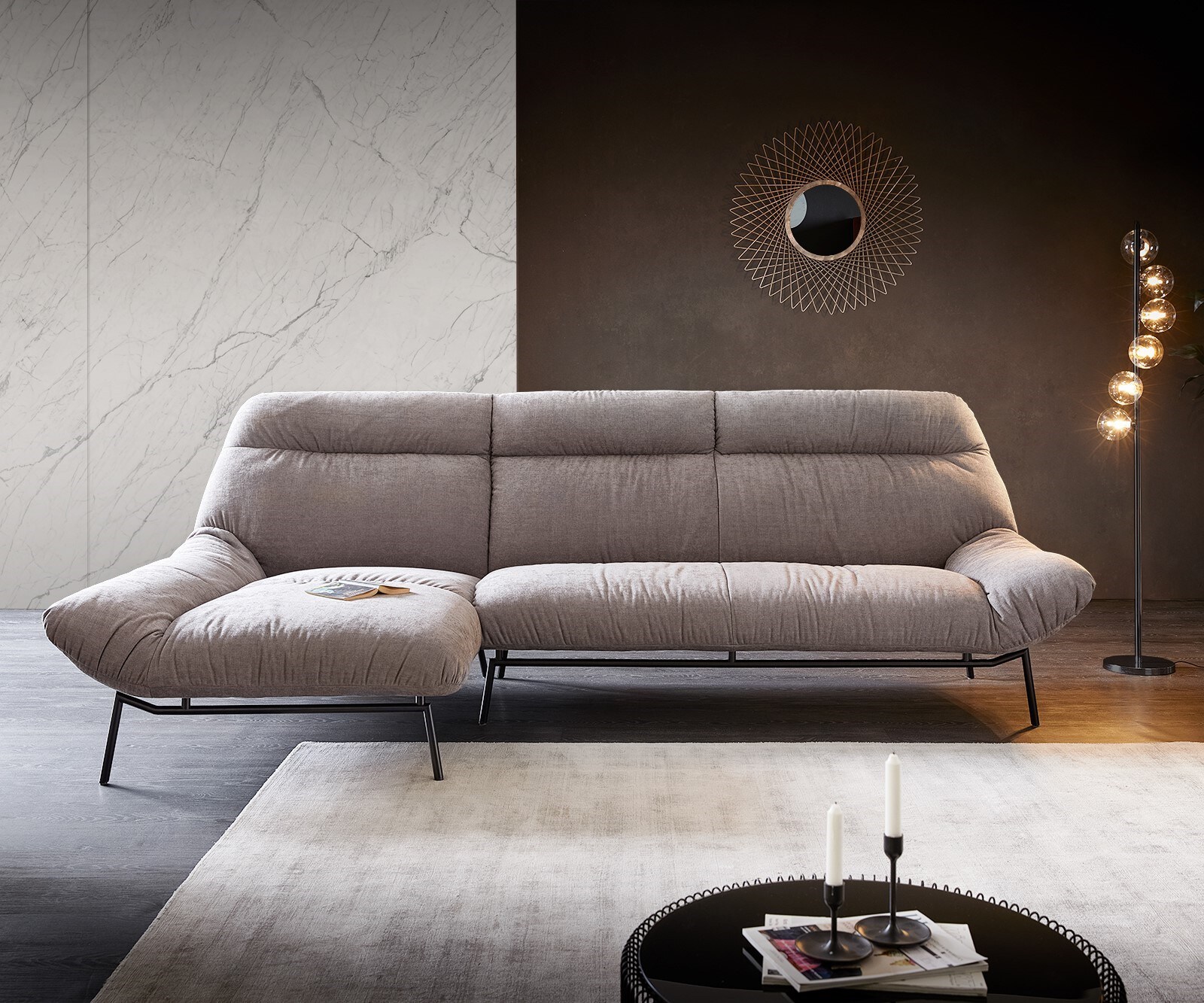 Hoekbank Shape High 305x160 steengrijs Longchair links by ES brand 1
