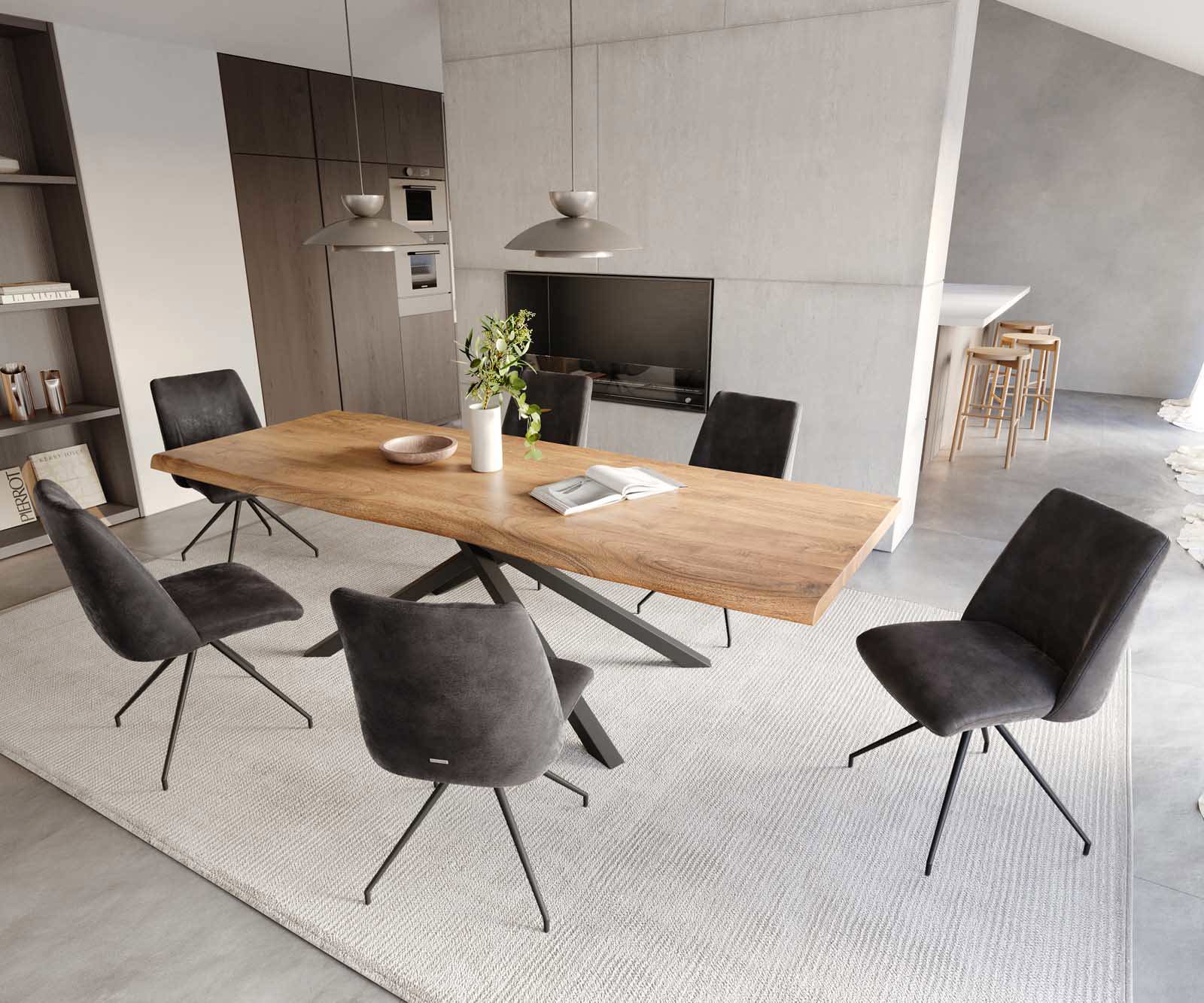 Draaistoel Elso-Flex microvelours antraciet vintage kruisframe conisch zwart 180° draaibaar pocketveer kern 4 Draaistoel Elso-Flex microvelours antraciet vintage kruisframe conisch zwart 180° draaibaar pocketveer kern 4