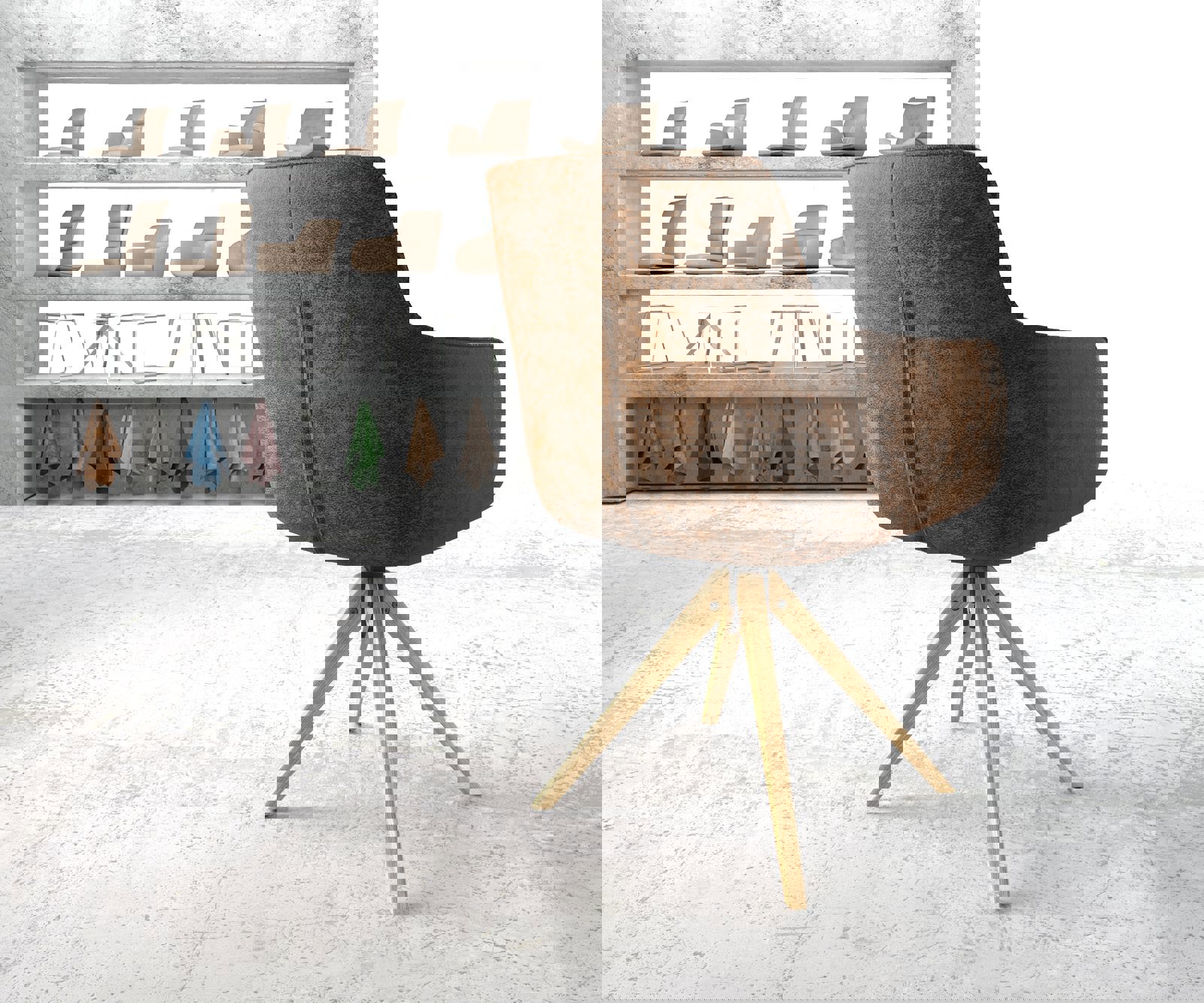 Draaistoel Pejo-Flex bruin antiek houten frame hoekig 180° draaibaar 3 Draaistoel Pejo-Flex bruin antiek houten frame hoekig 180° draaibaar 3