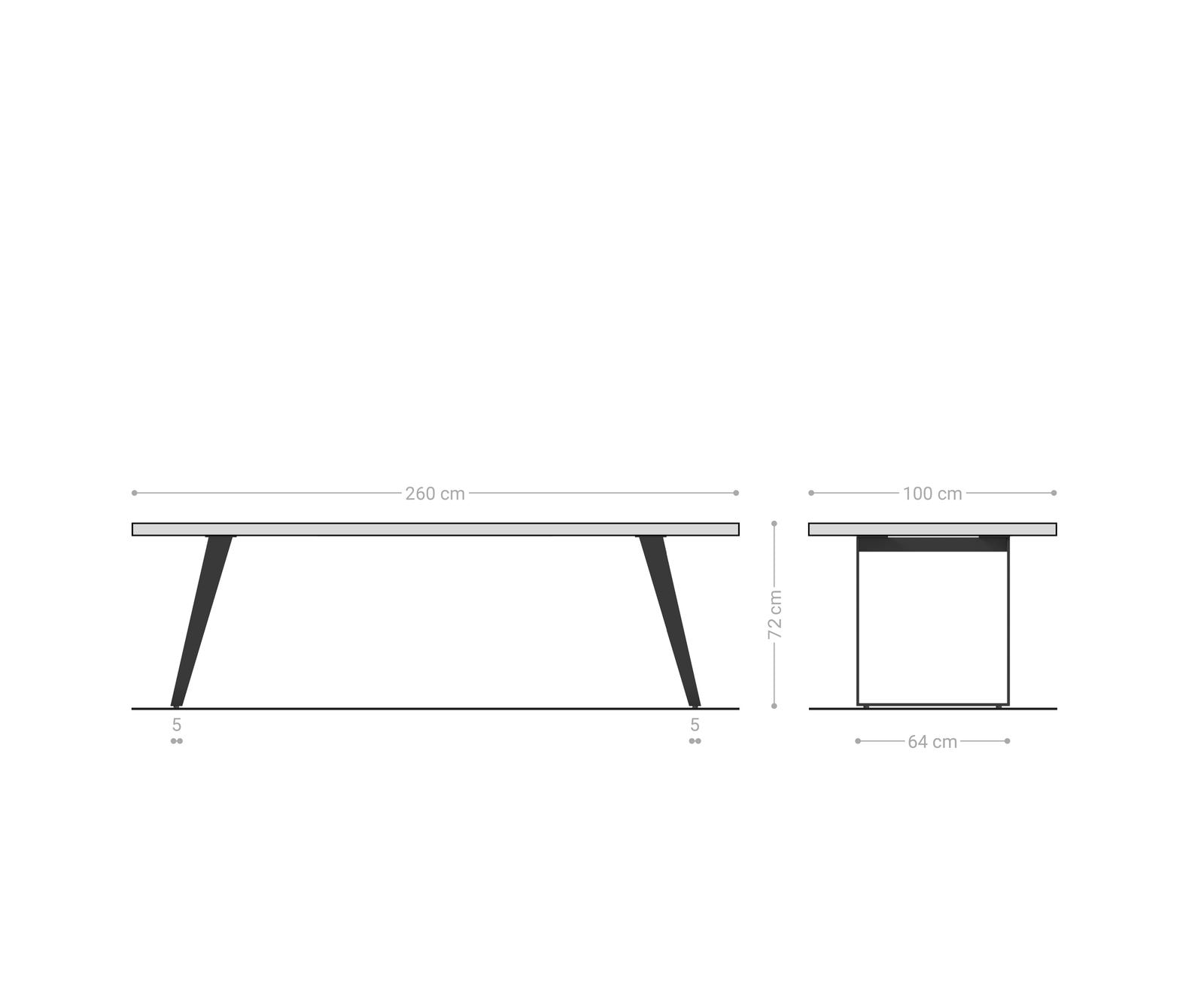 Eettafel Edge 260x100x2,5-3 eiken natuur roestvrij staal schuin Live-Edge 9