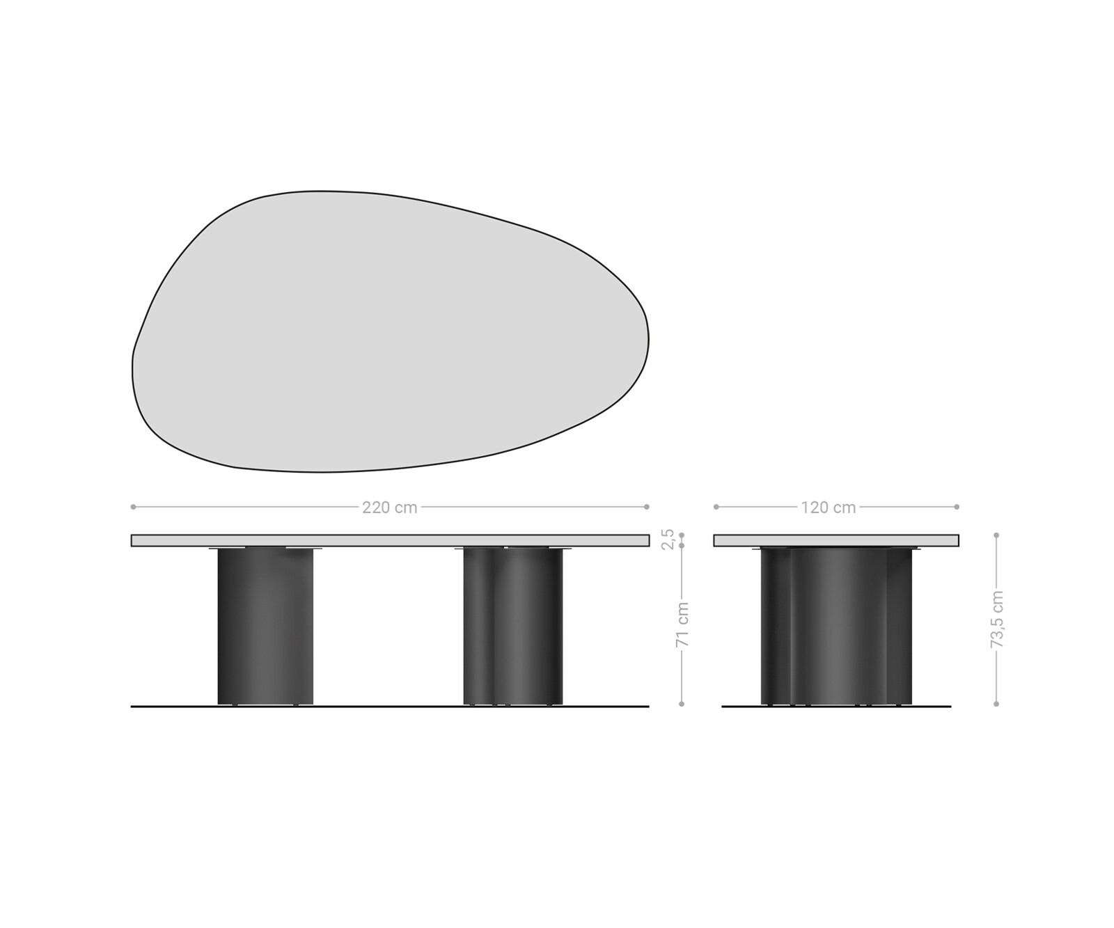 Eettafel Edge Oval 220x120 keramiek  Iris FMG Patagonia Lappato Troa metaal effectafwerking Titan 7