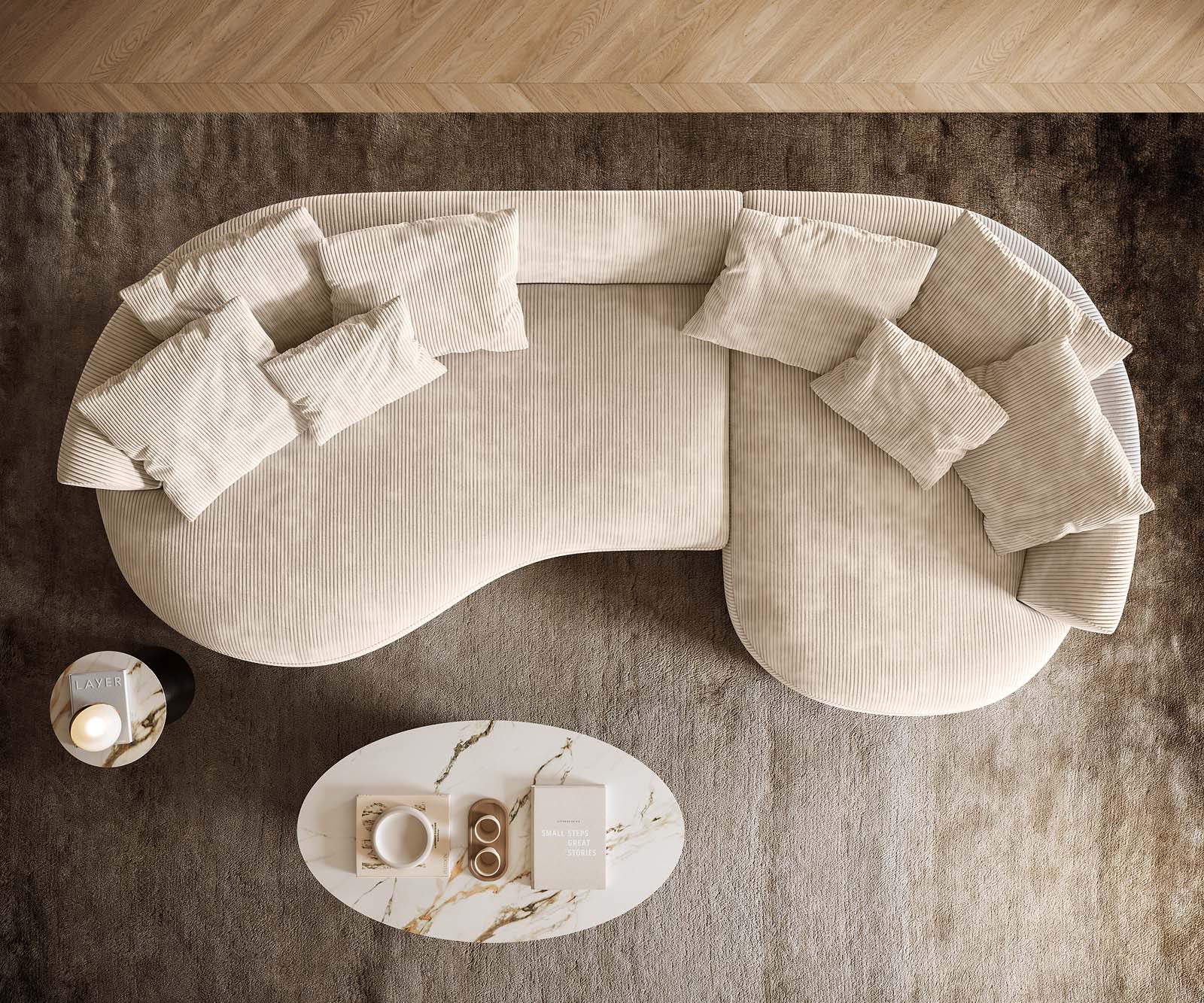 Sofa Edina 330x170 cm Cord Beige 4 Sofa Edina 330x170 cm Cord Beige 4
