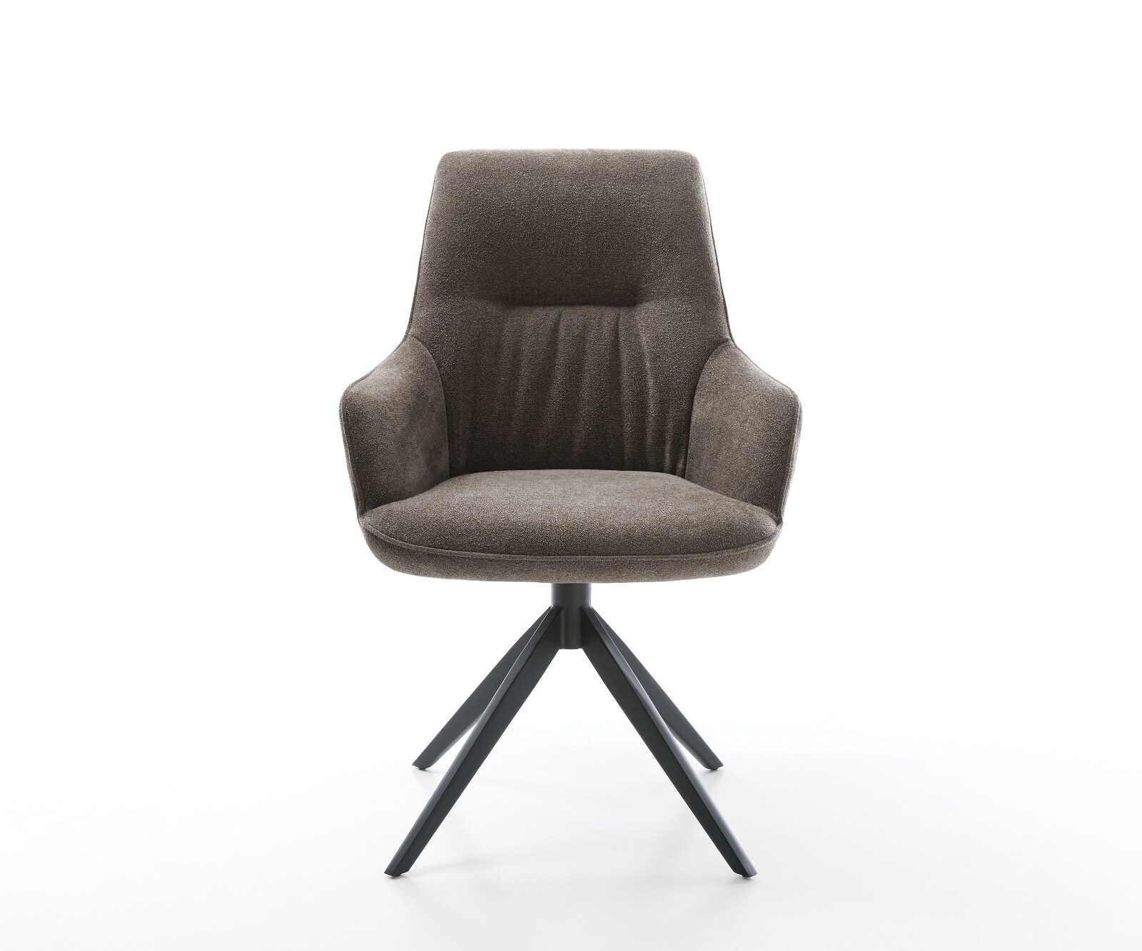 Draaistoel Zelia-Flex met armleuning zachte stof met structuur taupe kruisframe breed zwart 360° draaibaar rocker-functie pocketveer kern 2