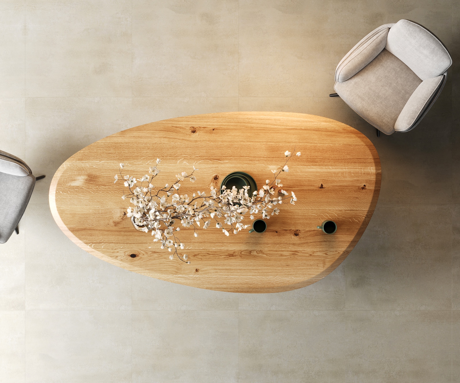 Eettafel Edge Oval 220x120x2,5 eiken natuur W-frame metaal zwart Flow-Edge 4