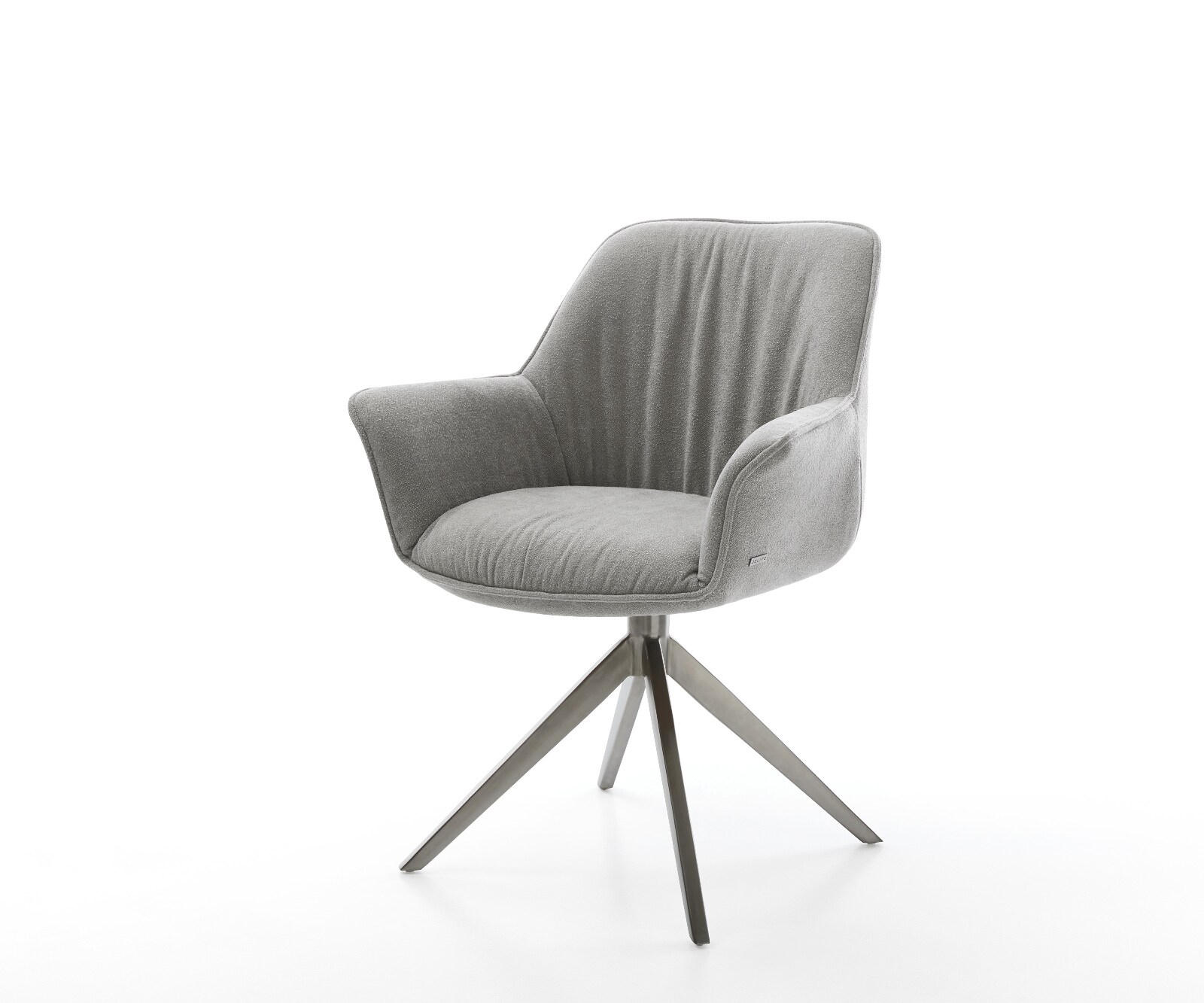 Draaistoel Keila-Flex met armleuning zachte stof met structuur grijs kruisframe breed grafiet 360° draaibaar rocker-functie