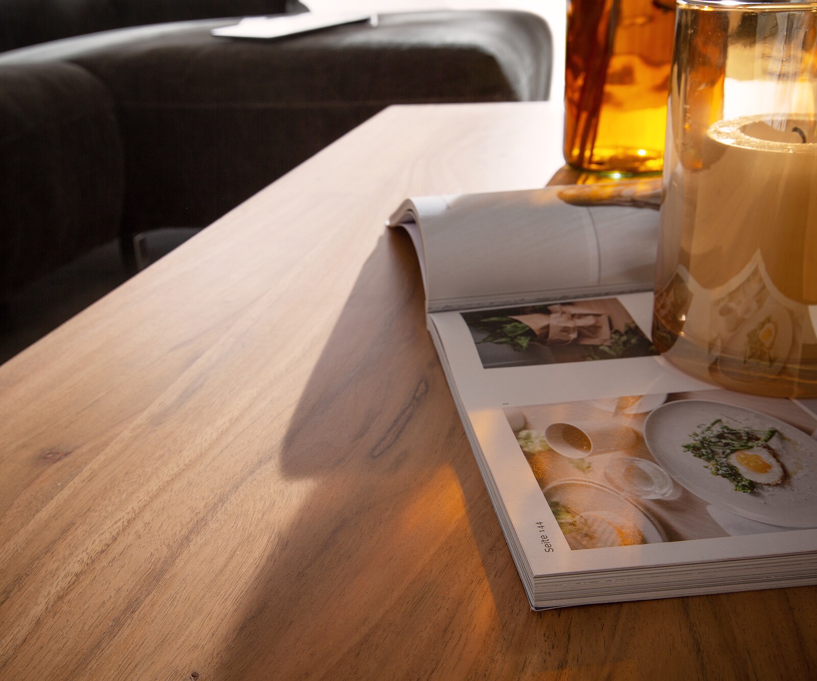 Salontafel Stonegrace 80x60 acacia natuur 2 laden steen fineer V-poot 4