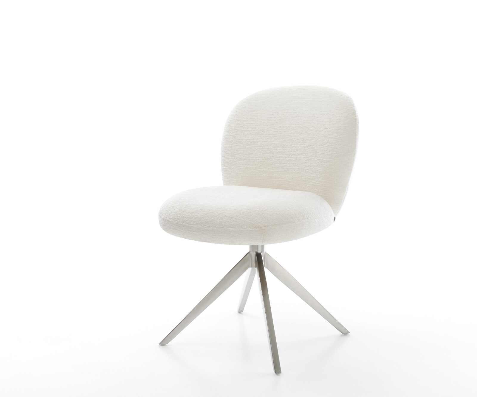 Draaistoel Nube-Flex bouclé zacht beige kruisframe breed roestvrij staal 360° draaibaar rocker-functie pocketveer kern 1