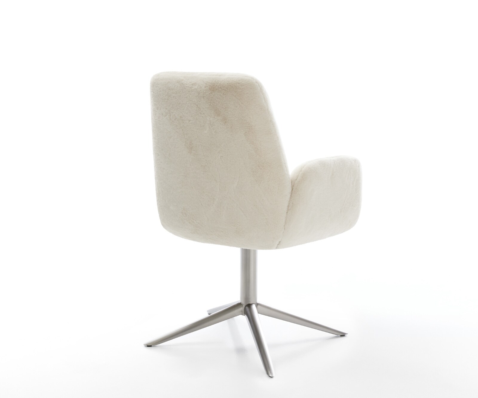 Draaistoel Zoa-Flex pluchen crème-wit kruispoot roestvrij staal 360° draaibaar rocker-functie pocketveer kern 5