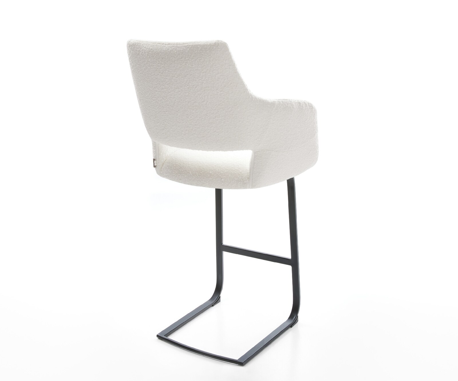 Barstoel Yago-Flex Bouclé Crème-wit Vrijkantelframe plat metaal Zwart Pocketvering 5