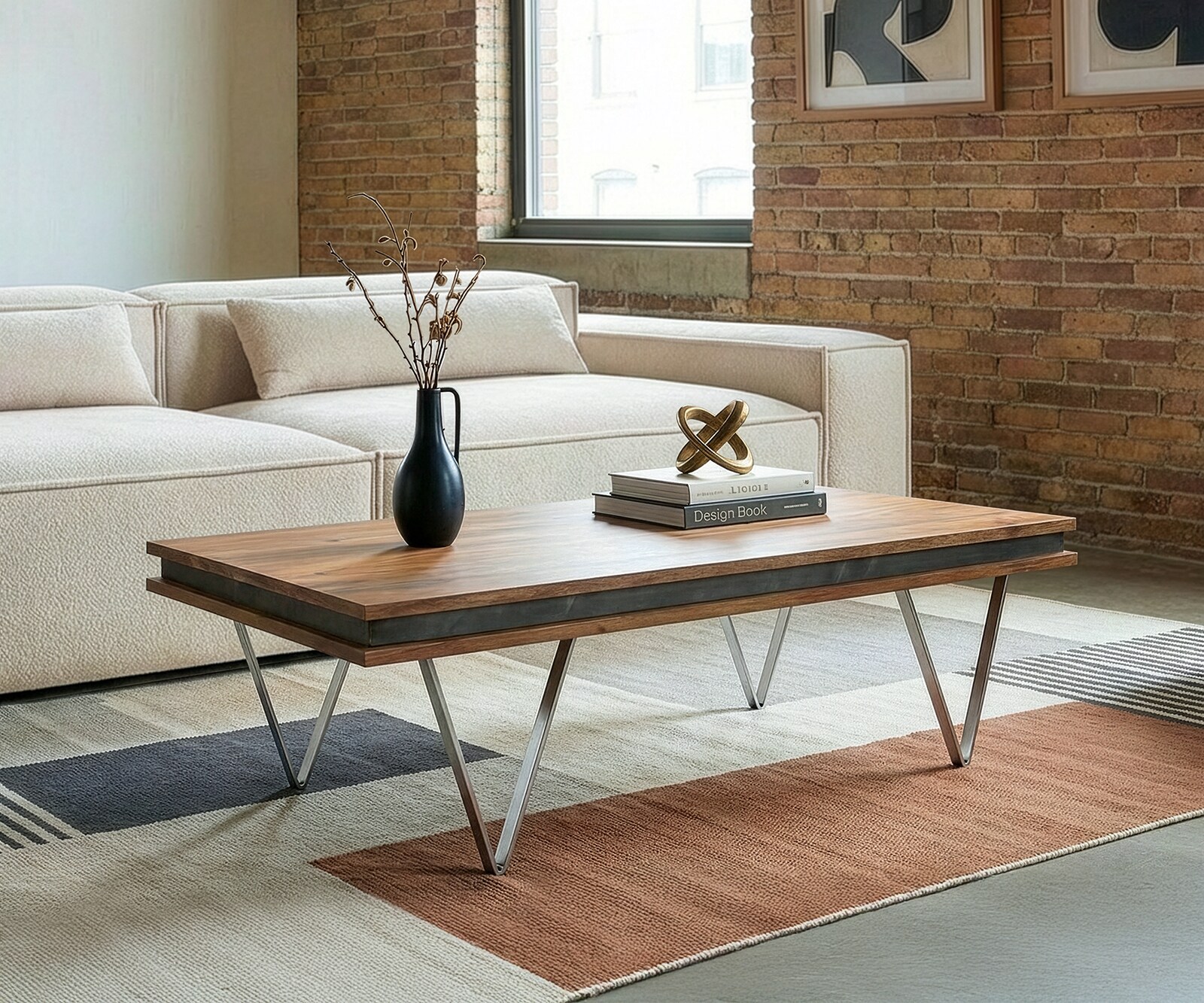 Design salontafel Stonegrace 117x60x25 cm naturel acacia leisteen