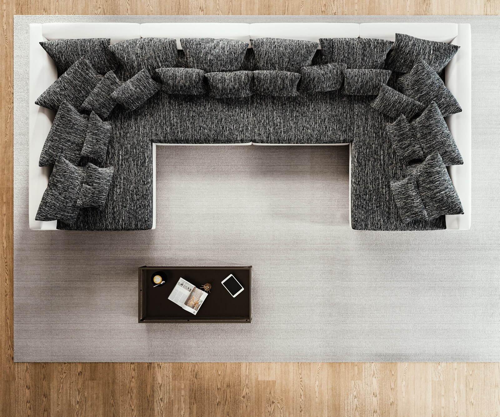 Woonlandschap Clovis XL wit zwart modulair 3