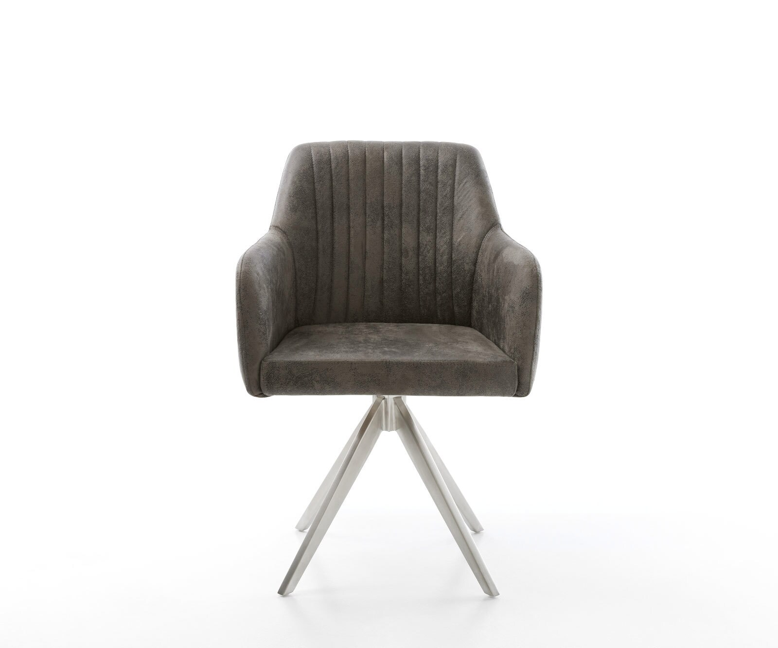 Eetkamerstoel Greg-Flex microvelours grijs antiek kruisframe hoekig roestvrij staal pocketveer kern 1 Eetkamerstoel Greg-Flex microvelours grijs antiek kruisframe hoekig roestvrij staal pocketveer kern 1