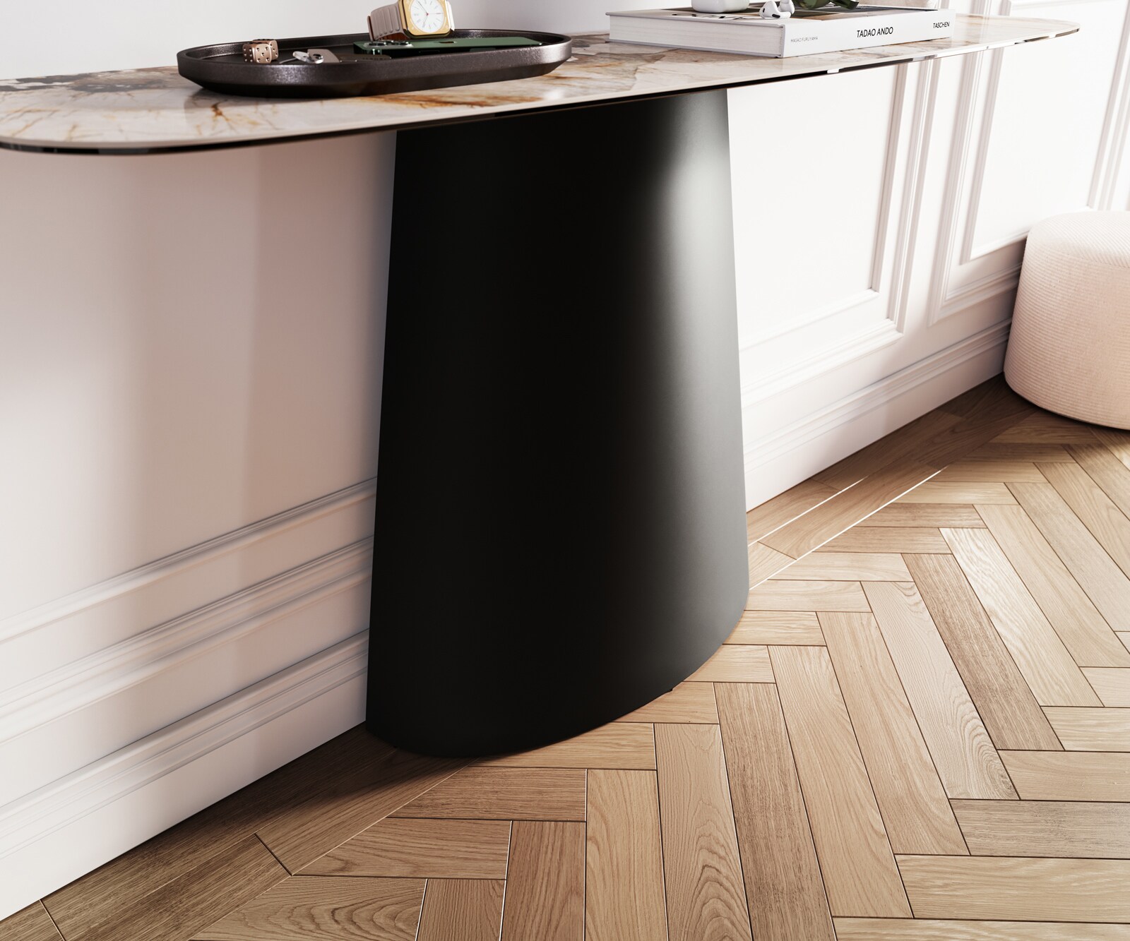 Consoletafel Edge Bootvorm 140x40 cm Keramiek Patagonia Poliert Conos Metaal Zwart 5
