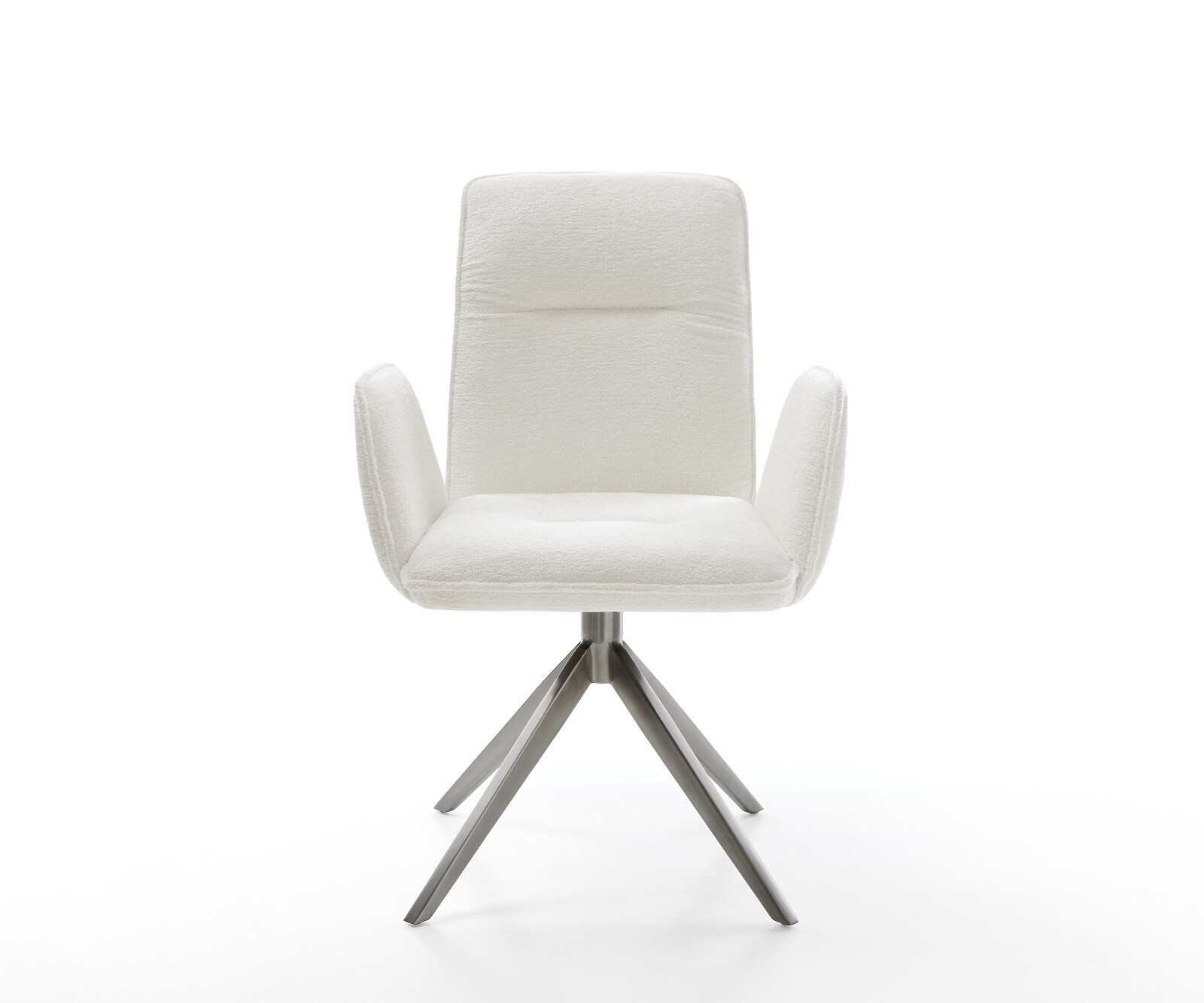 Draaistoel Vinja-Flex bouclé zacht beige kruisframe breed grafiet 360° draaibaar rocker-functie 1