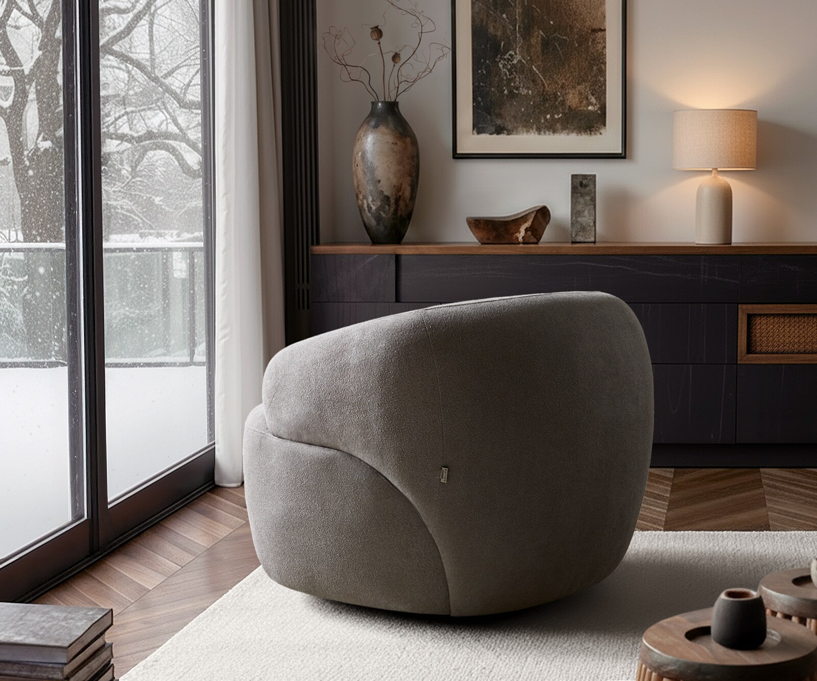 Fauteuil Nova 88x88 cm structuurstof soft grijs 7