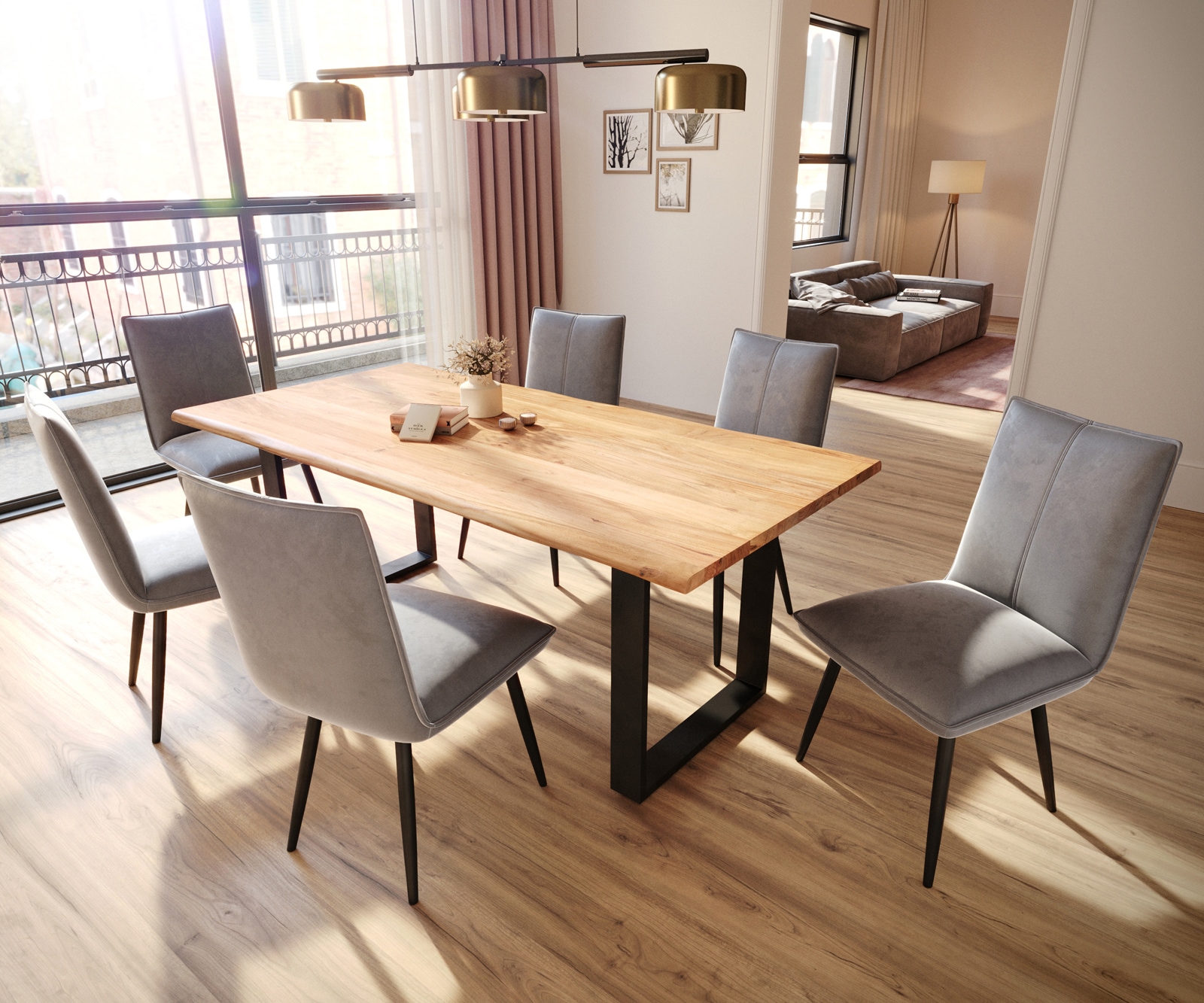 Eetkamerstoel Lelio-Flex fluweel grijs 4-poot conisch zwart pocketveer kern 3 Eetkamerstoel Lelio-Flex fluweel grijs 4-poot conisch zwart pocketveer kern 3