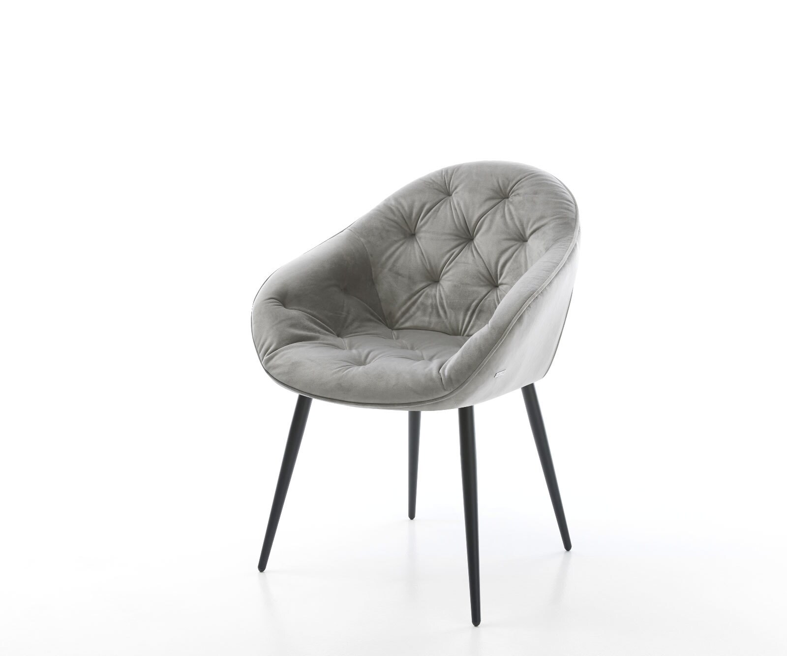 Eetkamerstoel Gaio-Flex fluweel grijs 4-poot conisch zwart Eetkamerstoel Gaio-Flex fluweel grijs 4-poot conisch zwart
