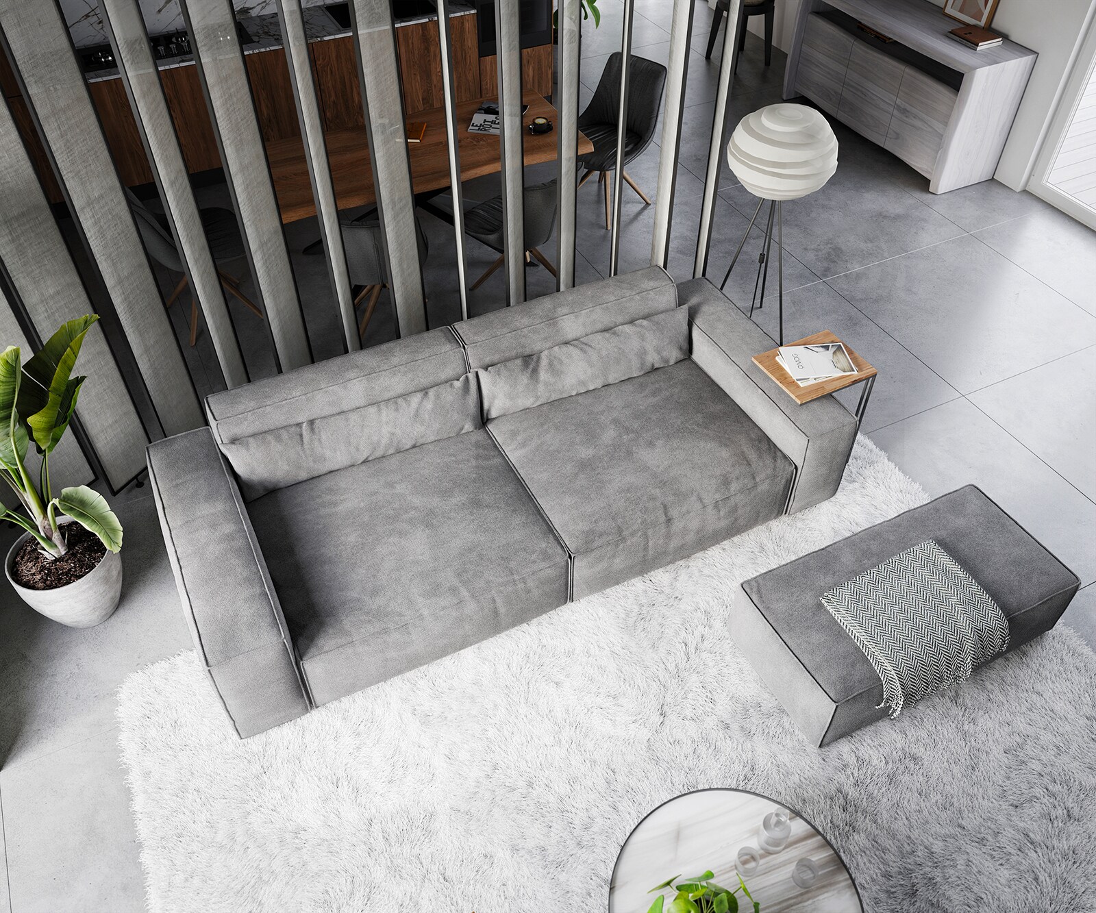 Big-sofa Sirpio XL 270x130 cm microvezel taupe met kruk 3