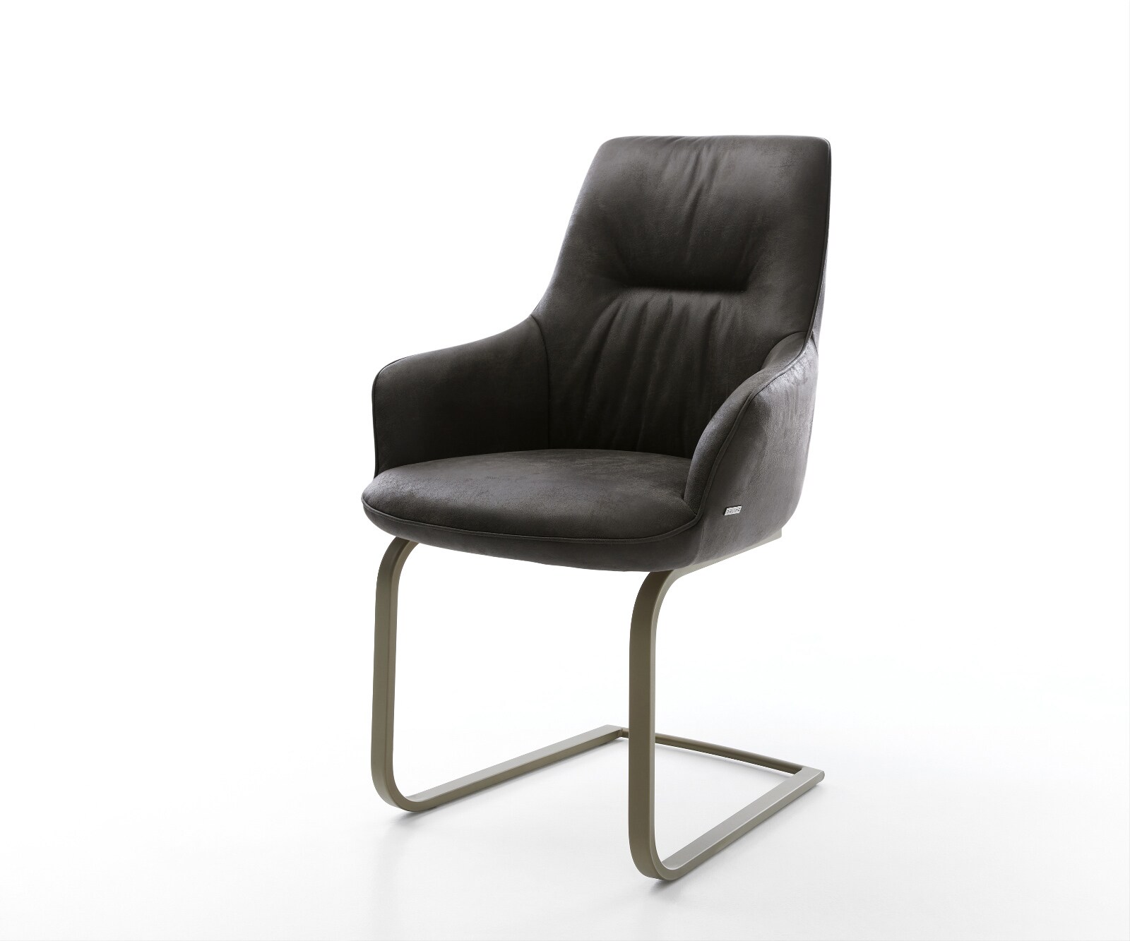 Sledemodel Zelia-Flex met armleuning microvelours antraciet vintage sledemodel vlak afwerking met titanium pocketveer kern