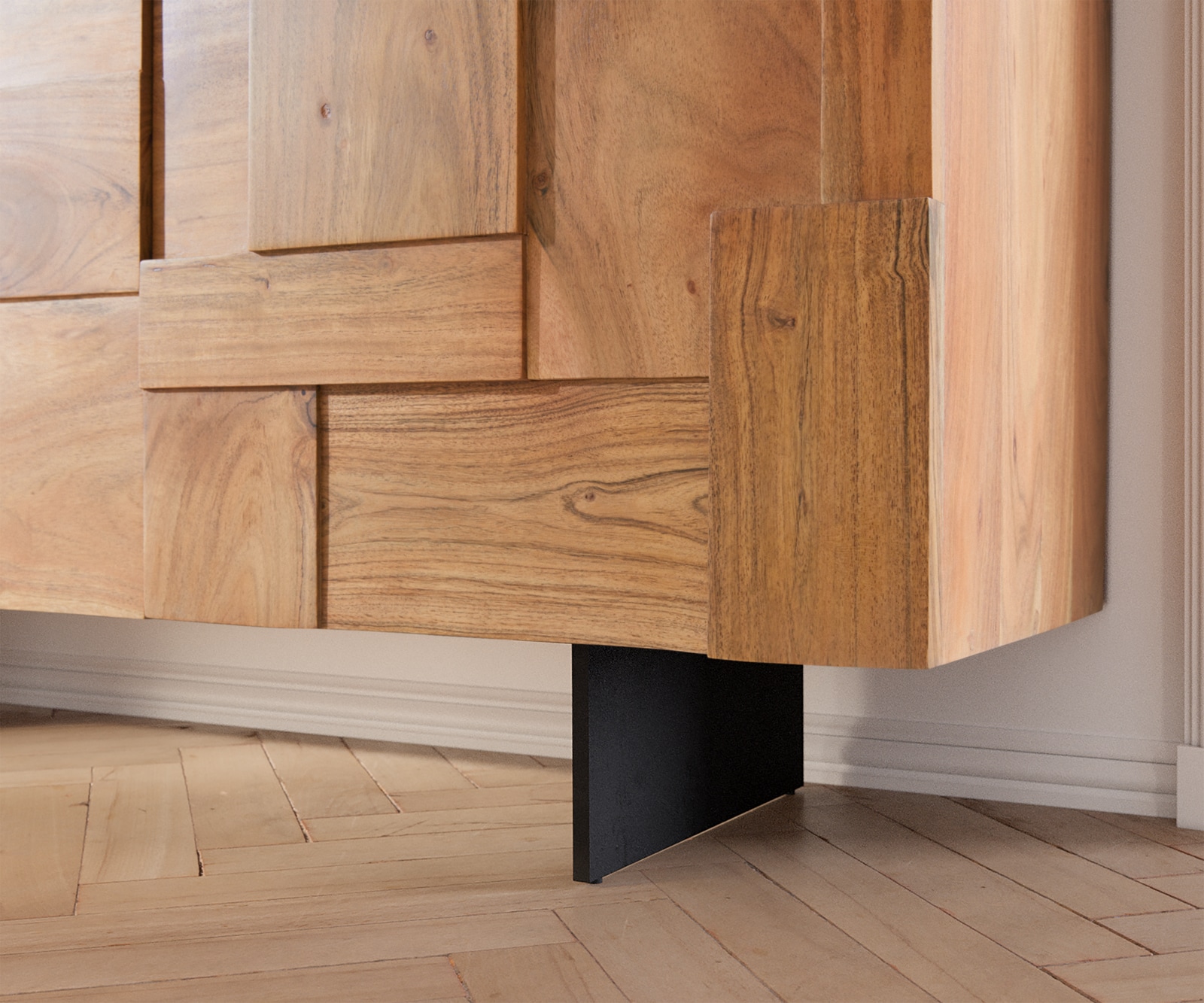 Dressoir Puzzle 145 cm natuur acacia Onderstel zwevend metaal zwart 4 Dressoir Puzzle 145 cm natuur acacia Onderstel zwevend metaal zwart 4