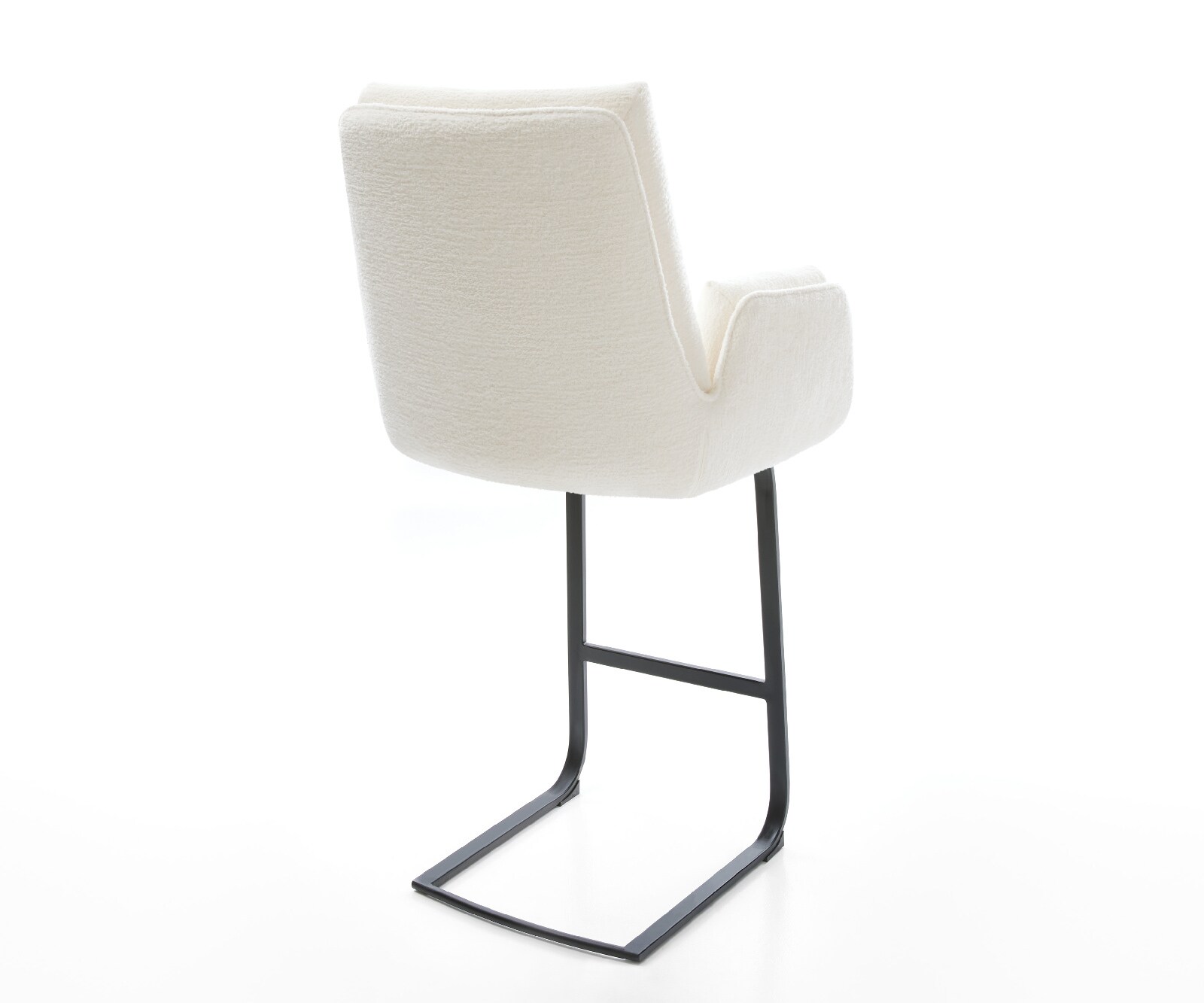 Barstoel Clea-Flex Bouclé zacht Beige Vrijkantelframe plat metaal Zwart 5