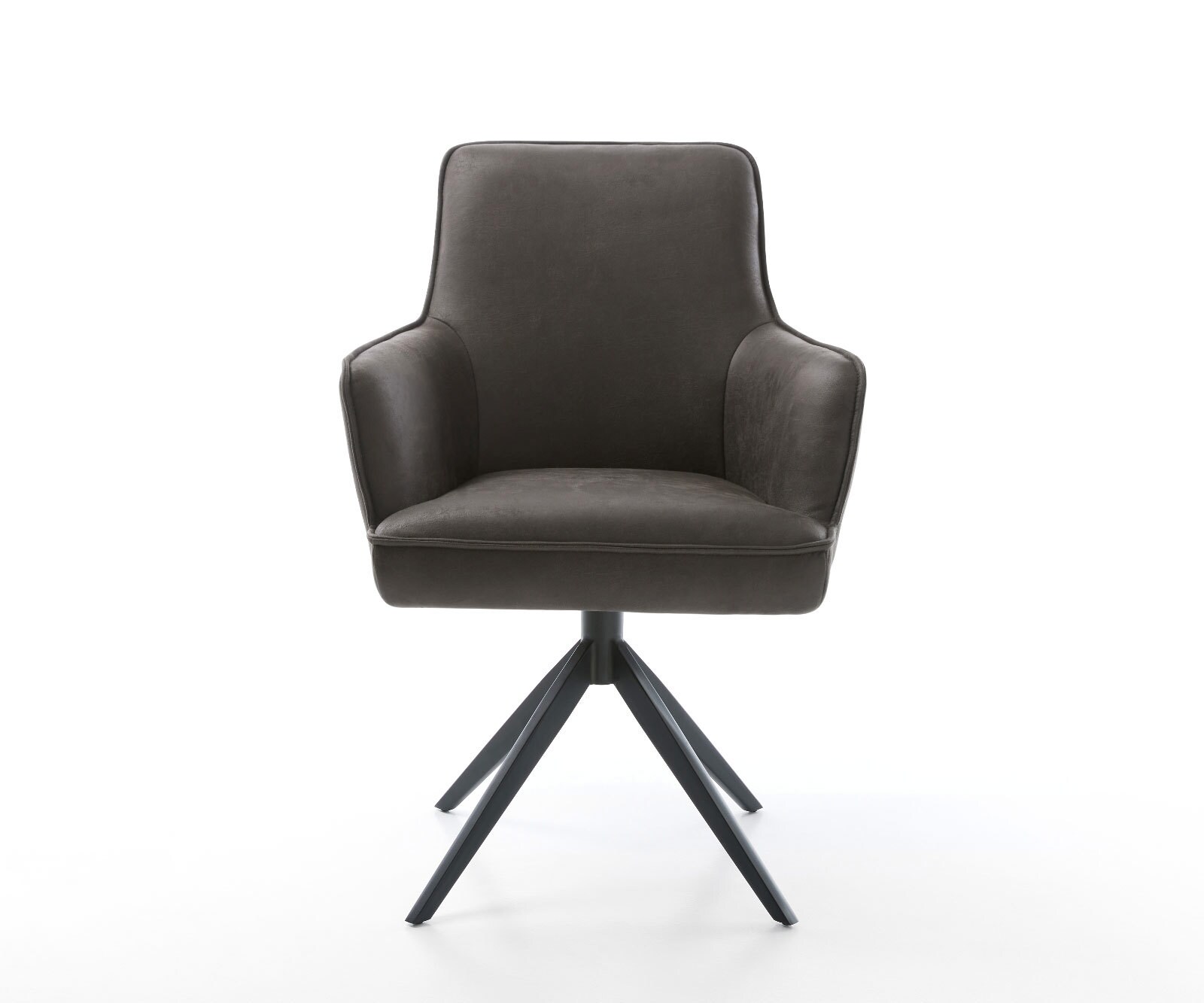 Draaistoel Heira-Flex met armleuning microvelours antraciet vintage kruisframe breed zwart 360° draaibaar rocker-functie pocketveer kern 1