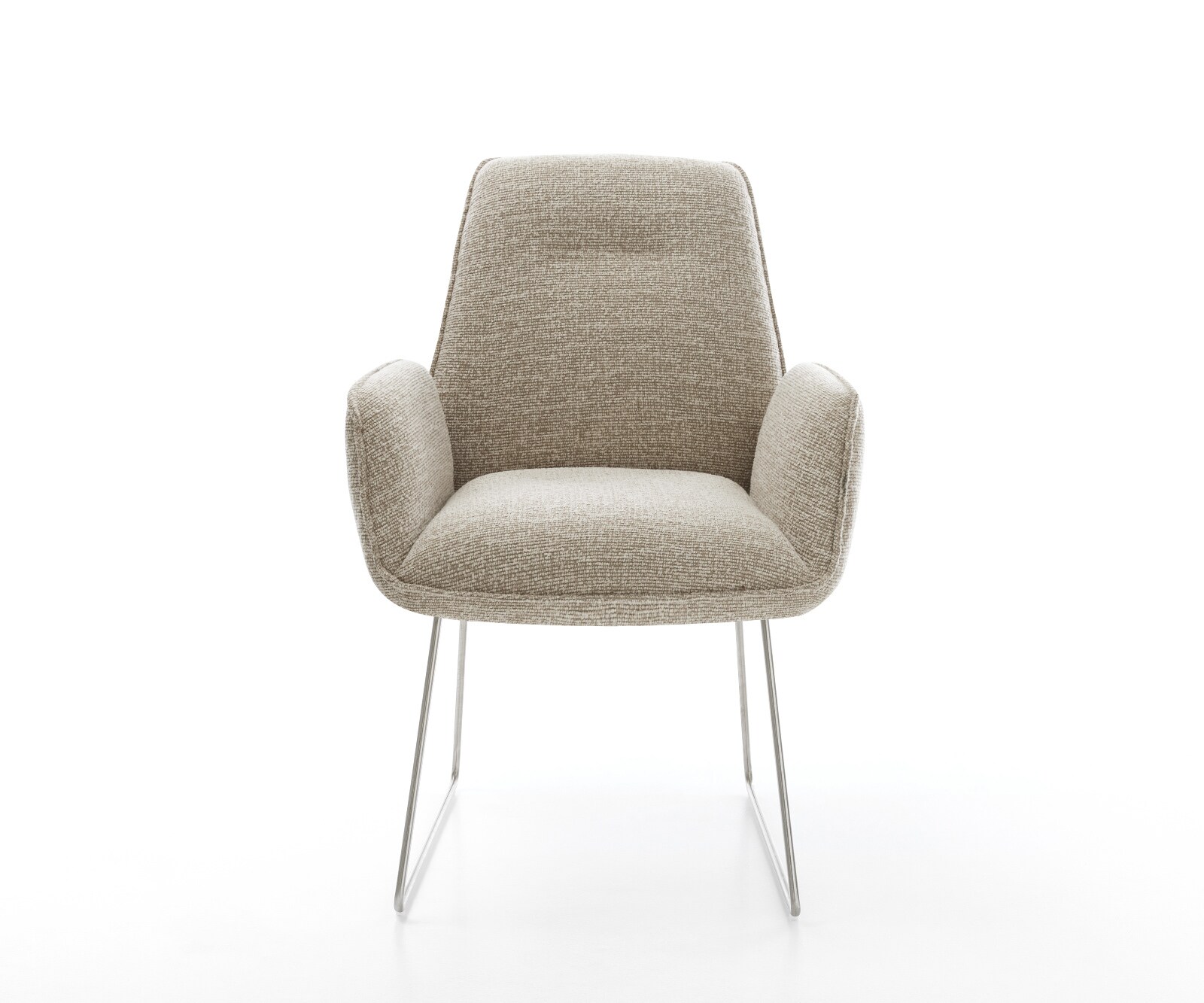 Eetkamerstoel Zoa-Flex geweven stof beige slipframe roestvrij staal pocketveer kern 1