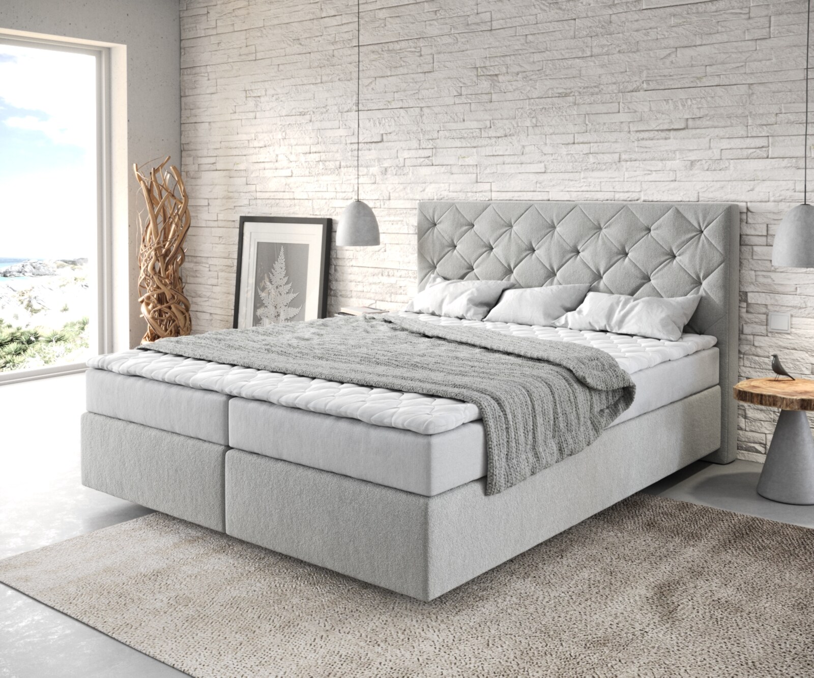 Boxspringbed Dream-Great 160x200 microvezel zilvergijs