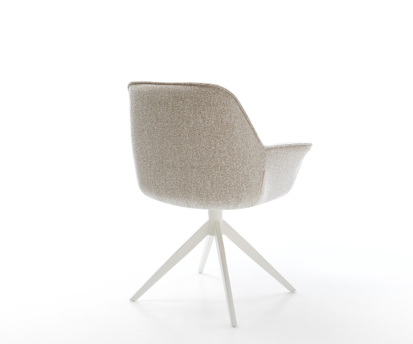 Draaistoel Keila-Flex met armleuning geweven stof beige kruisframe breed wit 360° draaibaar rocker-functie 5