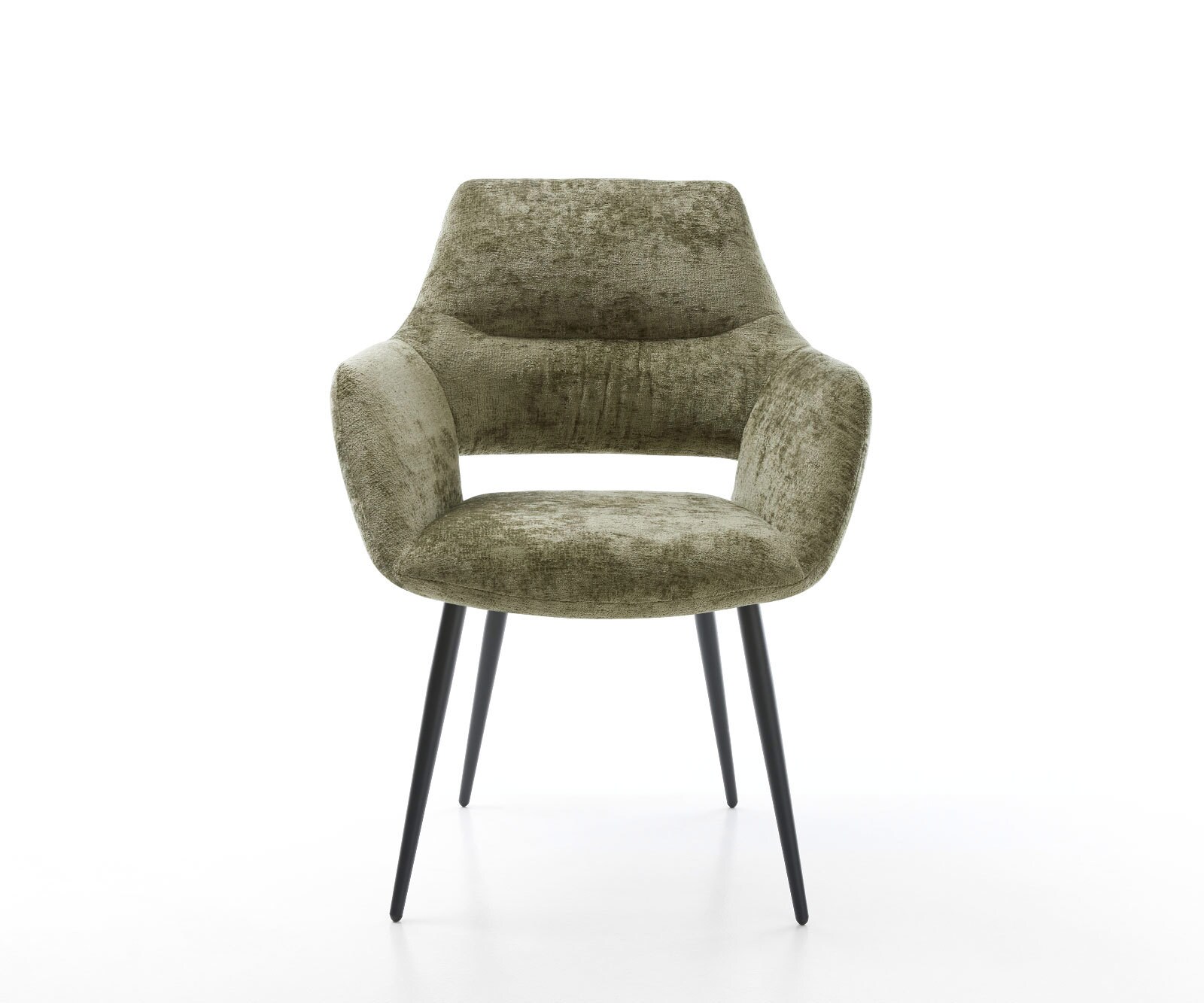 Eetkamerstoel Yago-Flex met armleuning chenille olijfgroen 4-poot conisch zwart pocketveer kern 1 Eetkamerstoel Yago-Flex met armleuning chenille olijfgroen 4-poot conisch zwart pocketveer kern 1