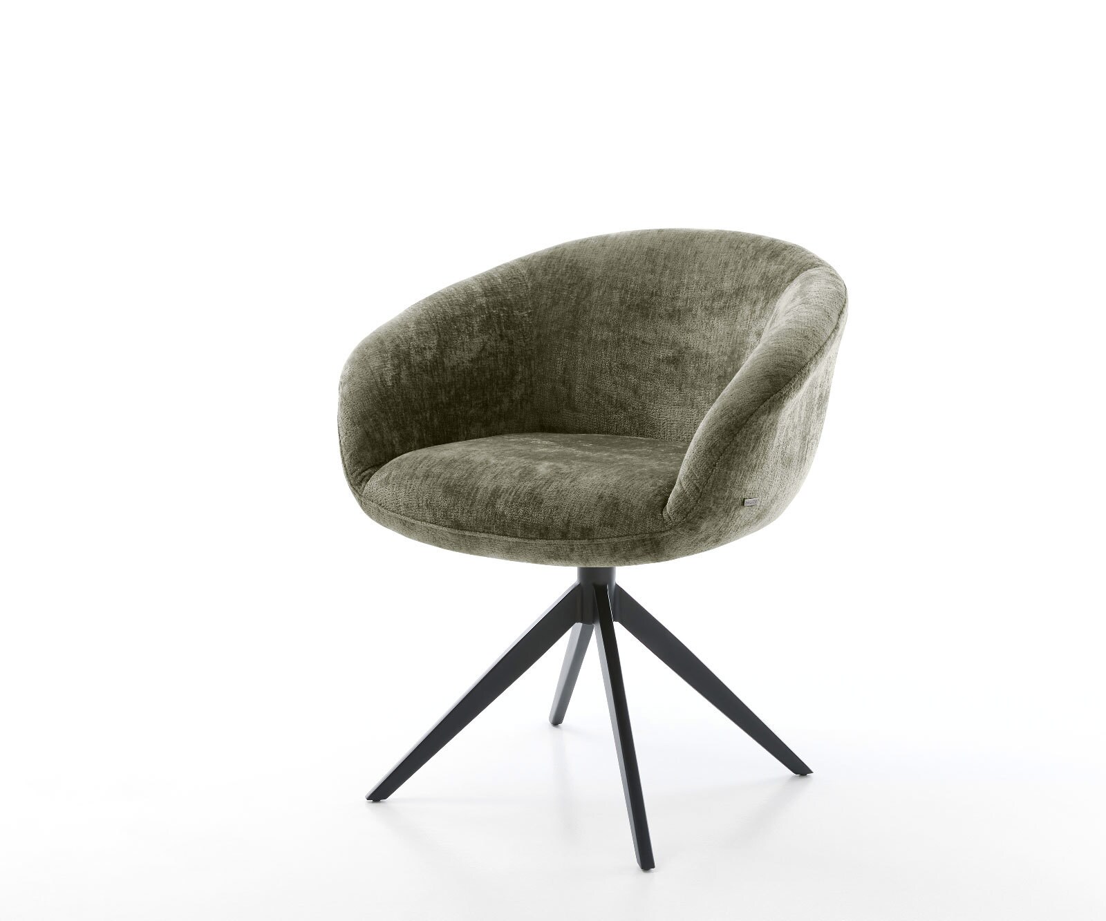 Draaistoel Vinka-Flex met armleuning chenille olijfgroen kruisframe breed zwart 360° draaibaar rocker-functie pocketveer kern