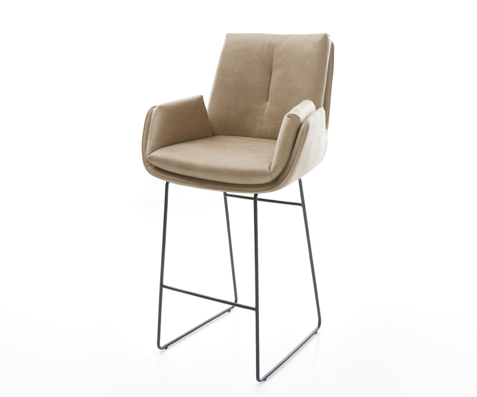 Barstoel Clea-Flex Microvezel Beige Vintage Sledeonderstel metaal zwart Zwart 1