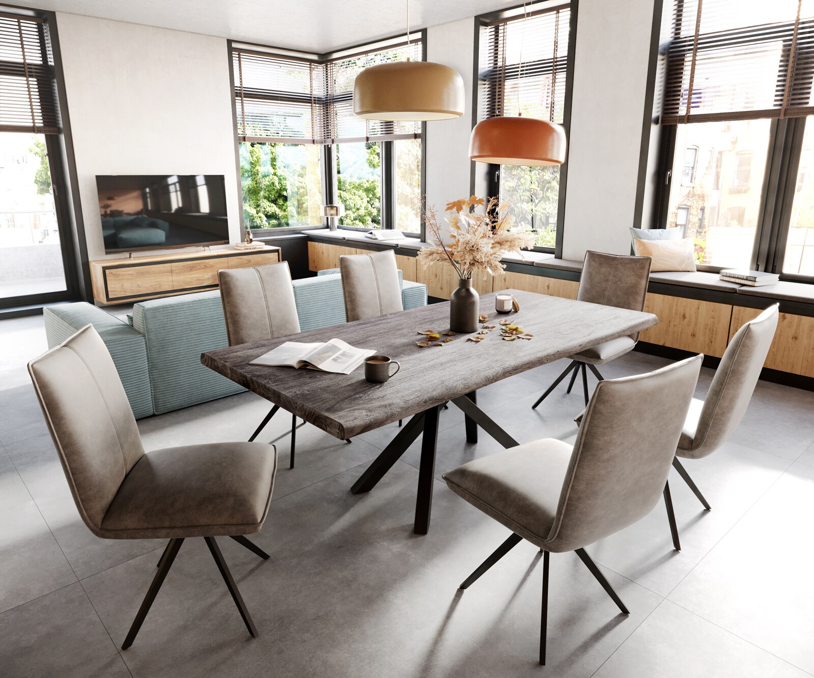 Eetkamerstoel Lelio-Flex microvelours taupe vintage kruisframe breed zwart pocketveer kern 3 Eetkamerstoel Lelio-Flex microvelours taupe vintage kruisframe breed zwart pocketveer kern 3