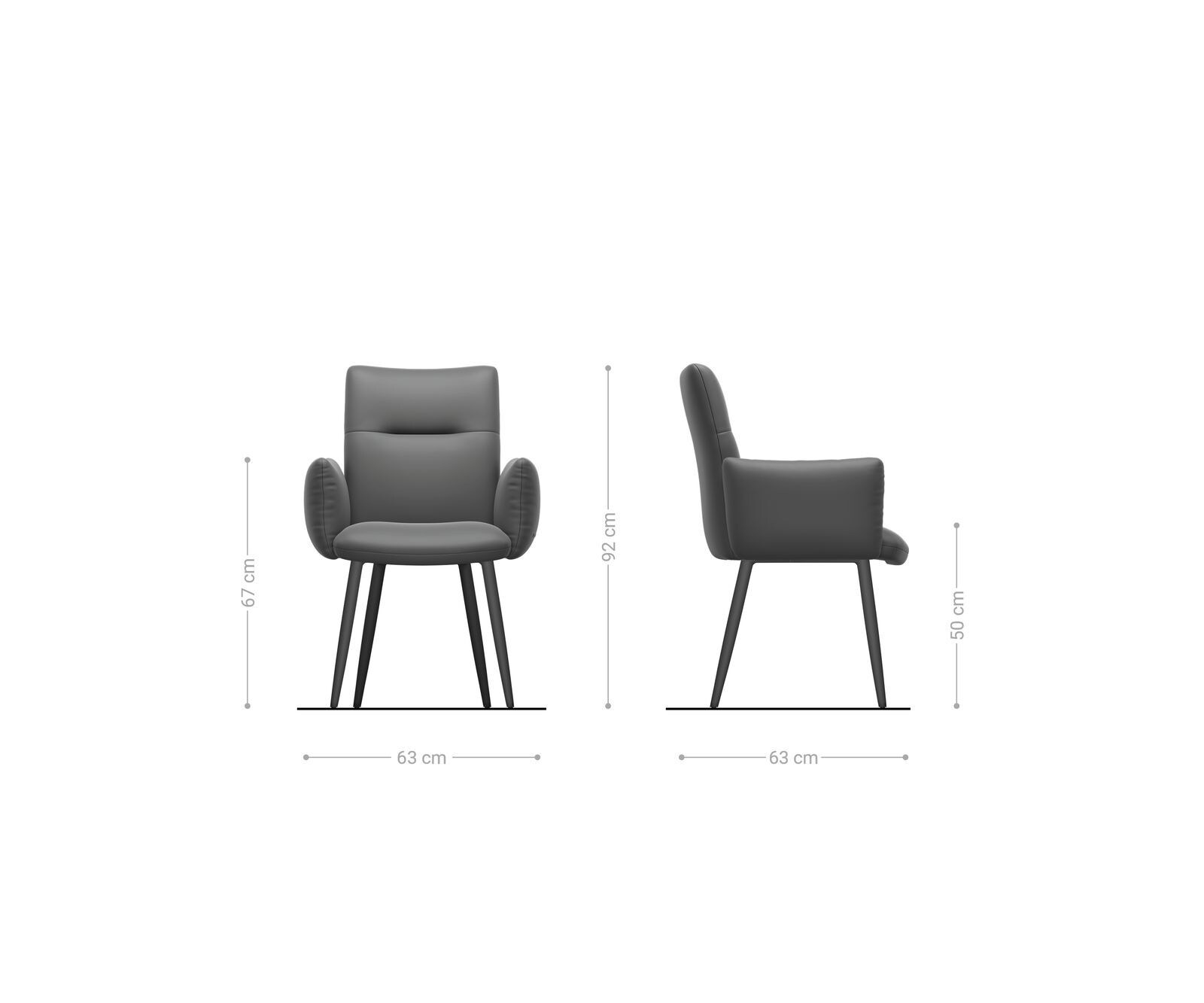 Eetkamerstoel Jova-Flex met armleuning bouclé wit 4-poot conisch zwart pocketveer kern 6