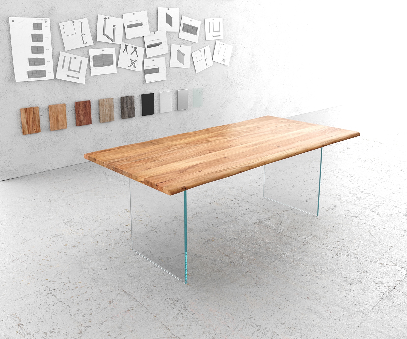 Eettafel Edge 200x100 acacia natuur verre Live-Edge Eettafel Edge 200x100 acacia natuur verre Live-Edge